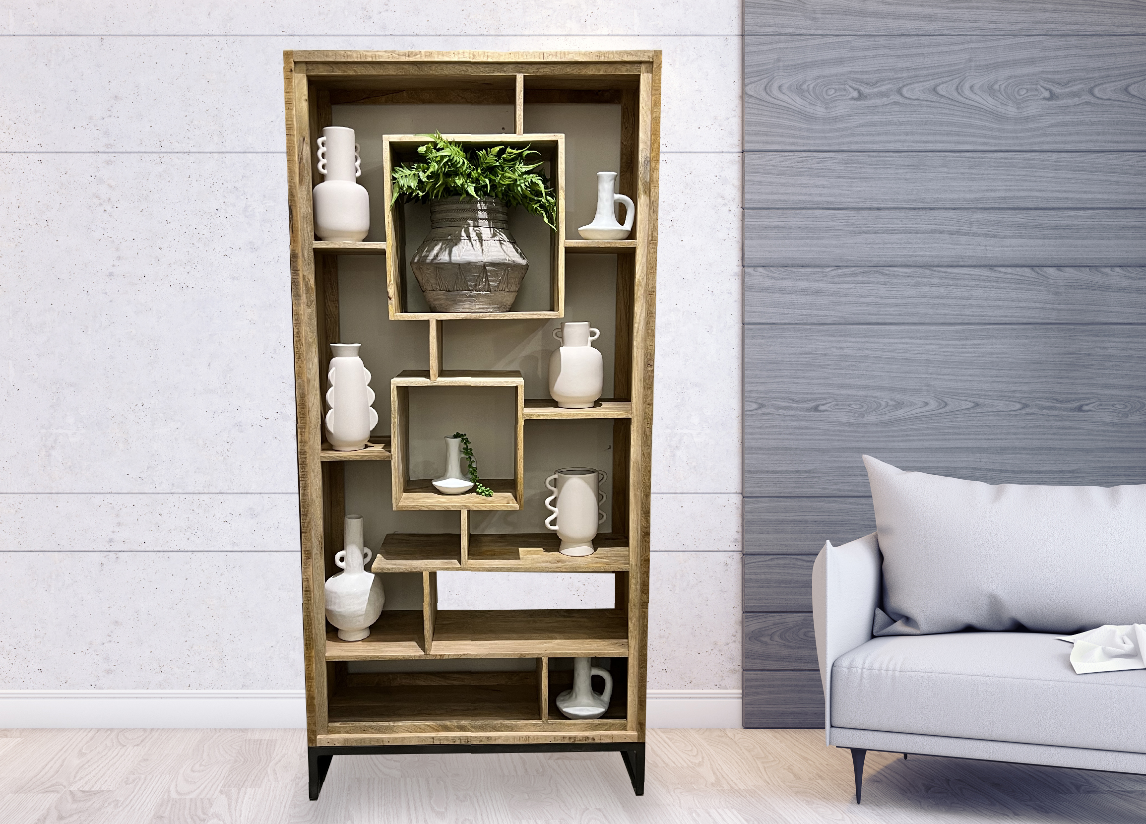 ויטרינה עץ מנגו דגם נדרן 100/45/190