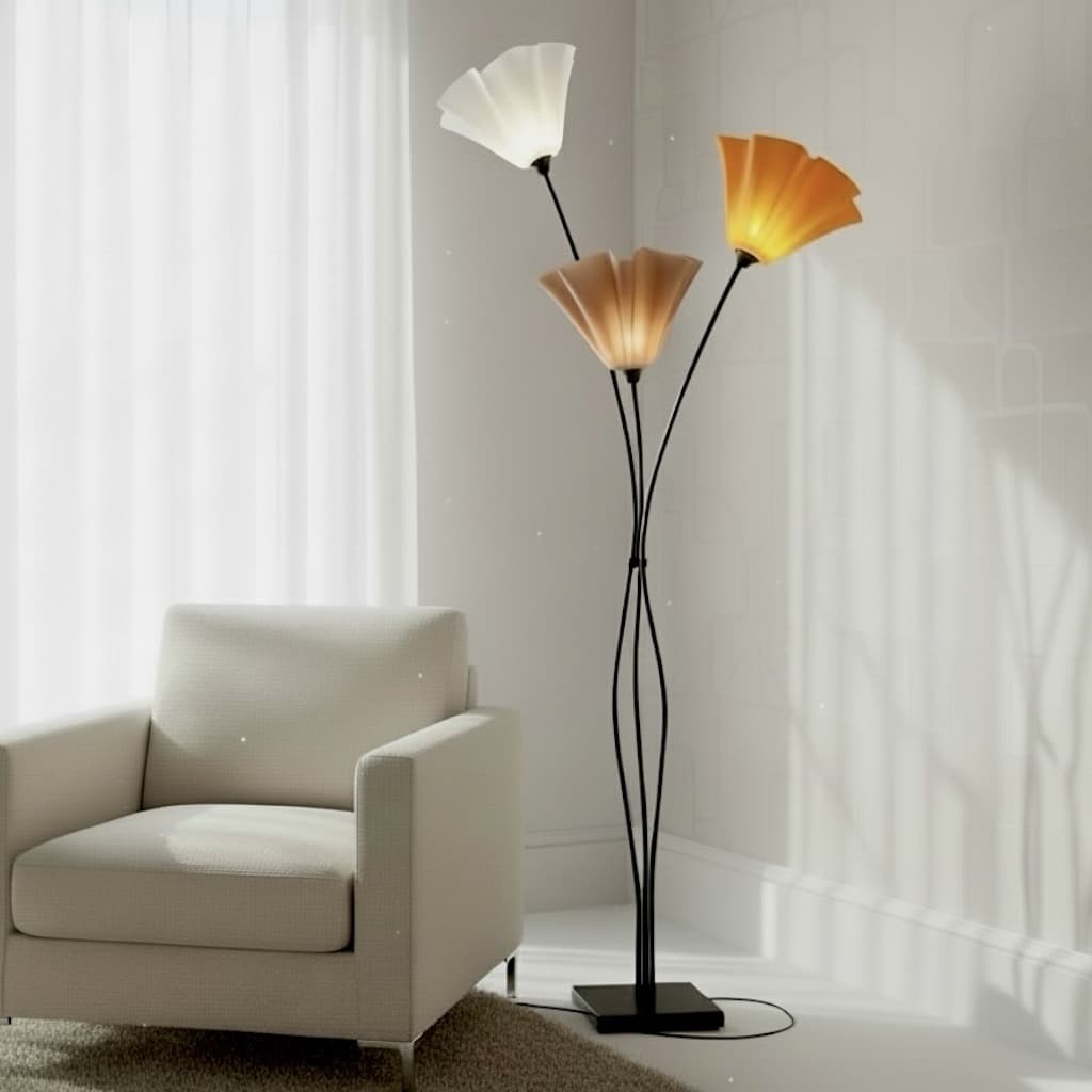 מנורה עומדת פעמוני פרח 3 קנים עבודת יד | גוונים לבחירה מנורה עומדת פעמוני פרח 3 קנים עבודת יד | גוונים לבחירה