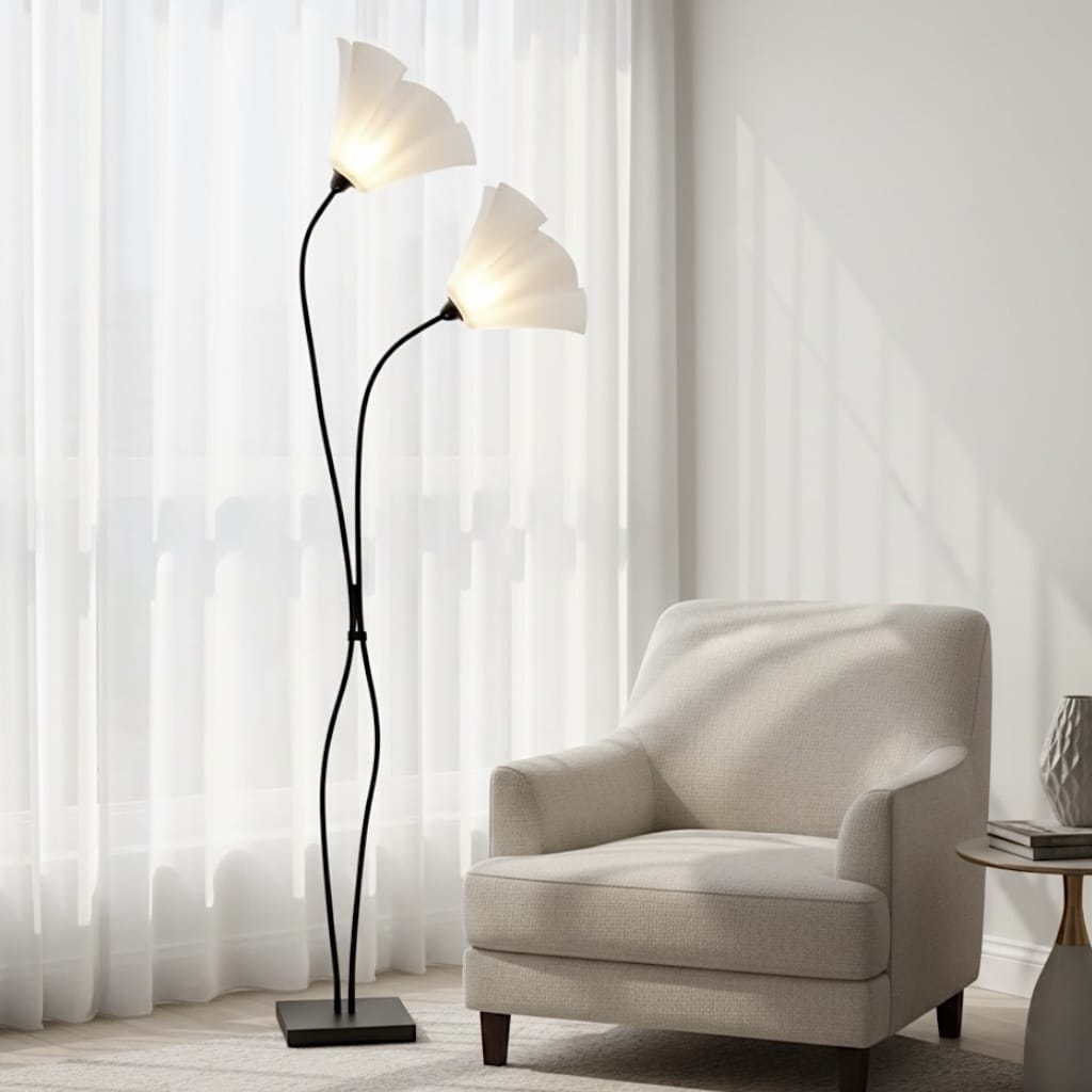 מנורה עומדת פעמוני פרח 2 קנים עבודת יד | גוונים לבחירה מנורה עומדת פעמוני פרח 2 קנים עבודת יד | גוונים לבחירה