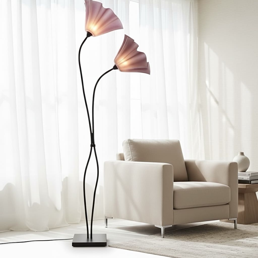 מנורה עומדת פעמוני פרח 2 קנים עבודת יד | גוונים לבחירה מנורה עומדת פעמוני פרח 2 קנים עבודת יד | גוונים לבחירה