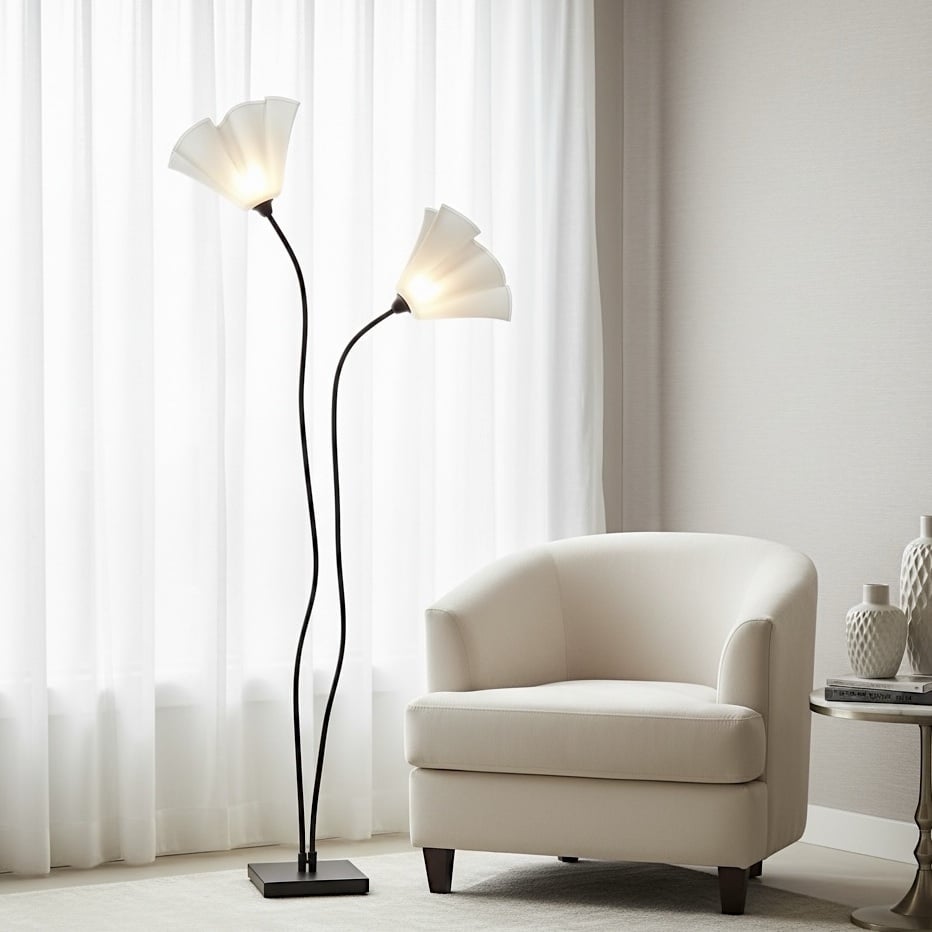 מנורה עומדת פעמוני פרח 2 קנים עבודת יד | גוונים לבחירה מנורה עומדת פעמוני פרח 2 קנים עבודת יד | גוונים לבחירה