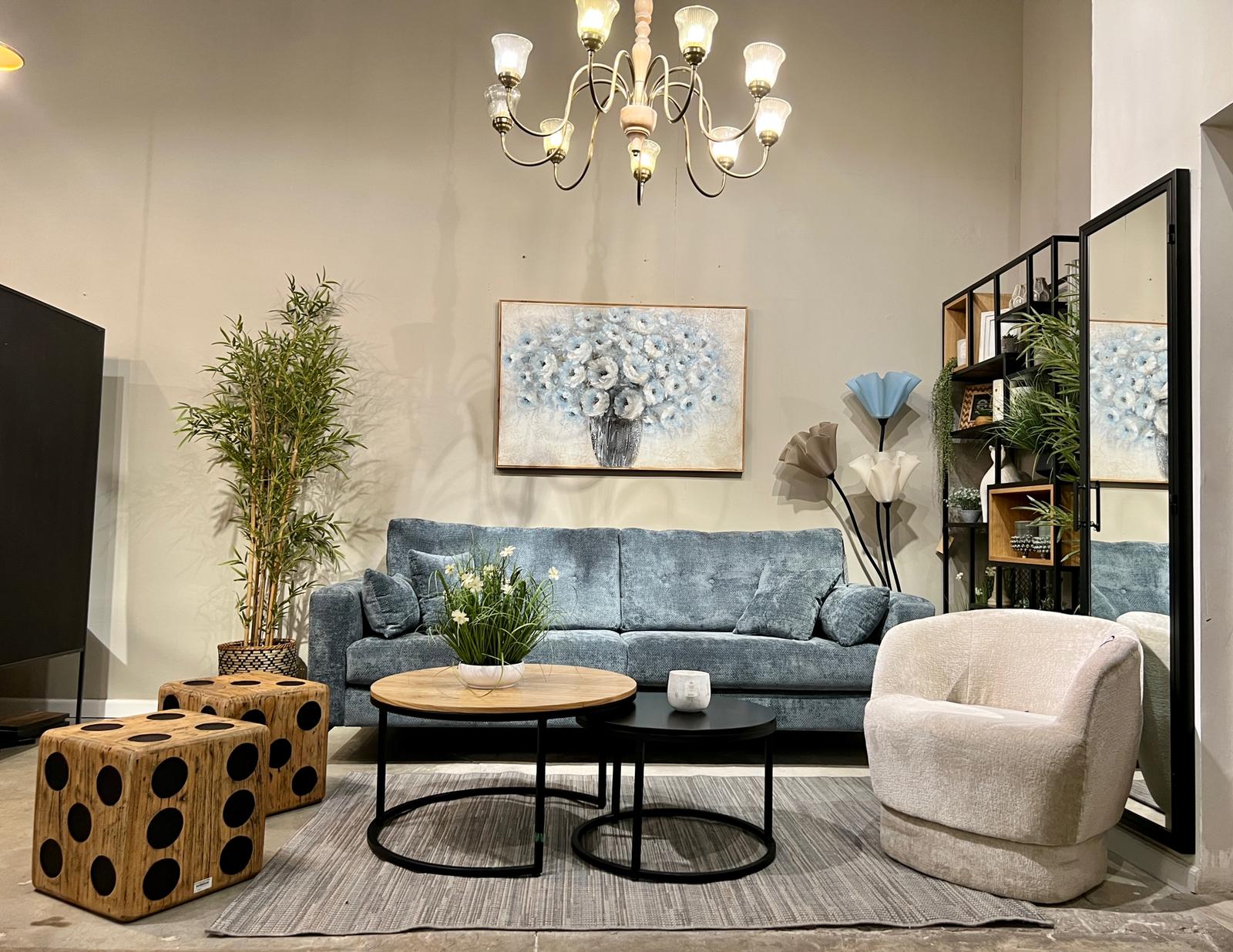 תמונה עבודת יד כד פרחים תכלת לבן 120/80 תמונה עבודת יד כד פרחים תכלת לבן 120/80