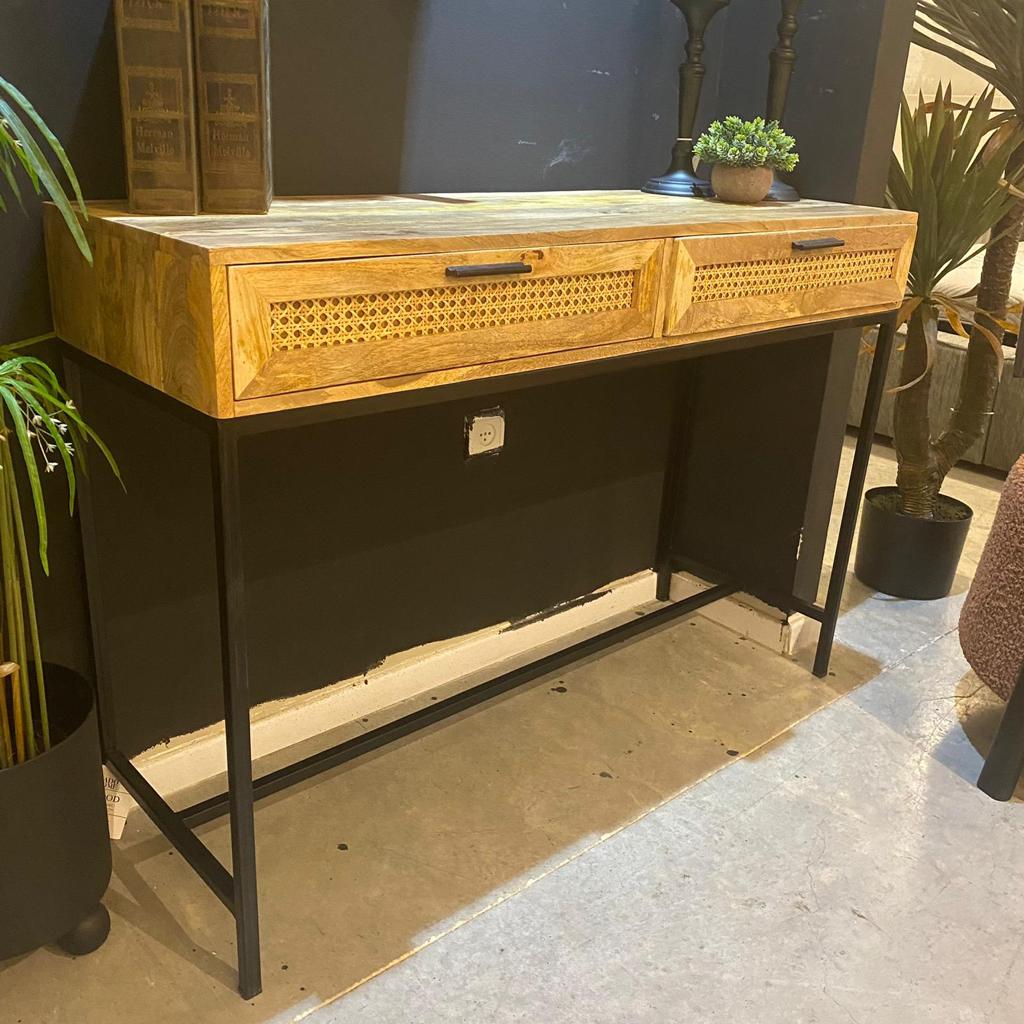 קונסולה דגם ווד 2 מגירות ראטן עץ מנגו