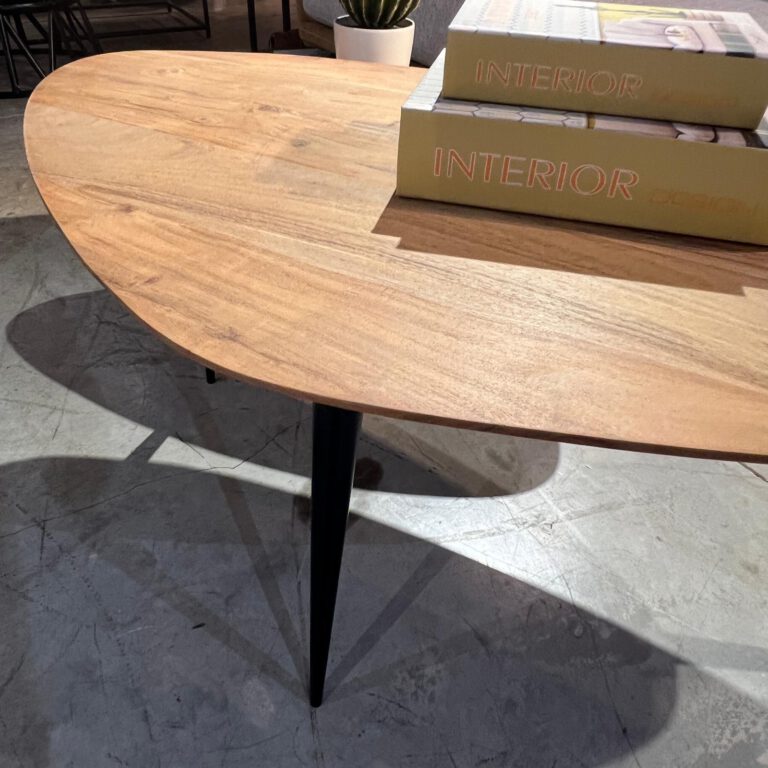 שולחן סלון דגם ווד משולש גדול בינוני עץ שיטה רגל ברזל שחורה (4)