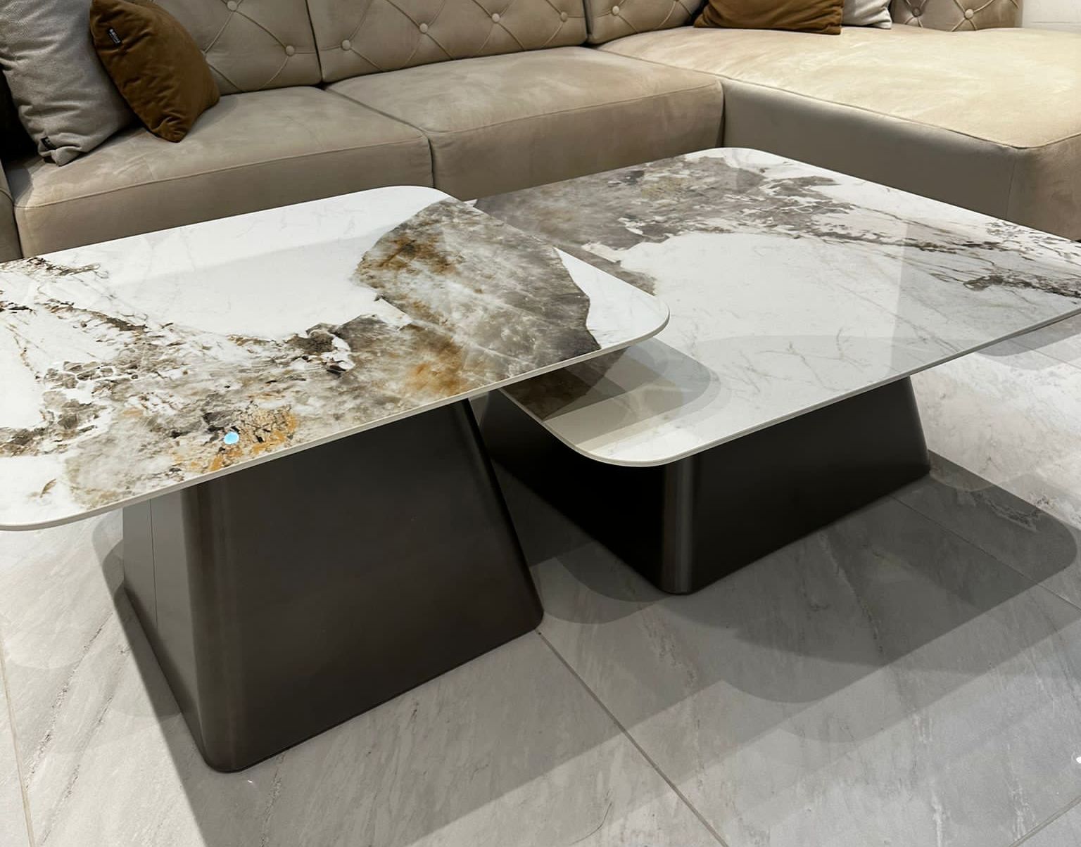 סט שולחנות סלון מרובע מרבל דגם קימי