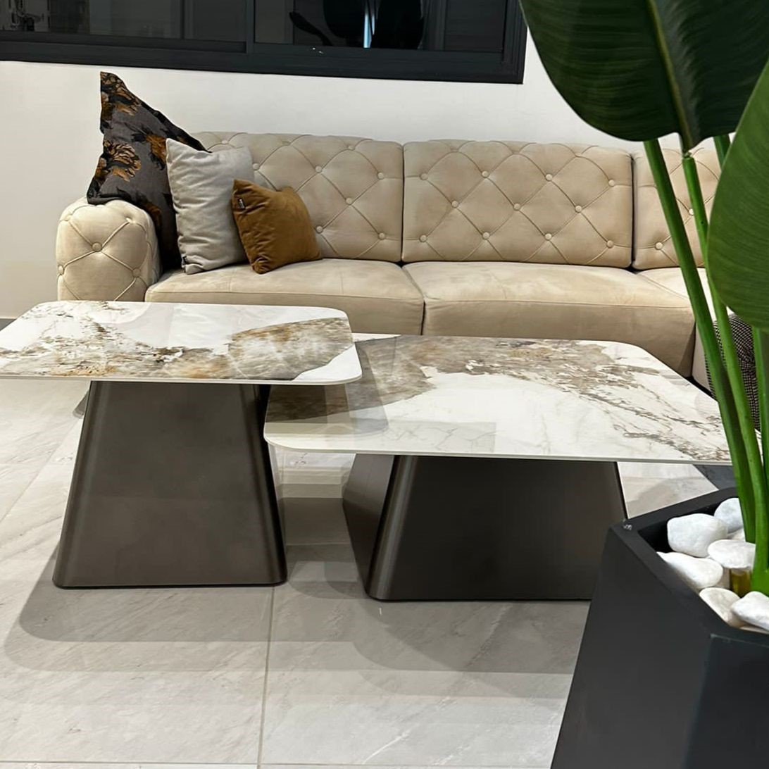 סט שולחנות סלון מרובע מרבל דגם קימי