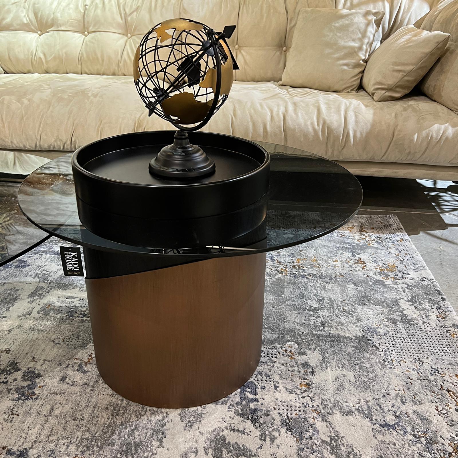 סט שולחנות סלון זכוכית כהה מגש שחור דגם קימי סט שולחנות סלון זכוכית כהה מגש שחור דגם קימי