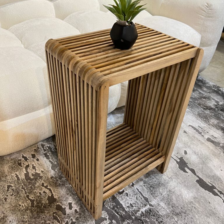 שולחן צד פסים עץ טבעי דגם רוני (1)