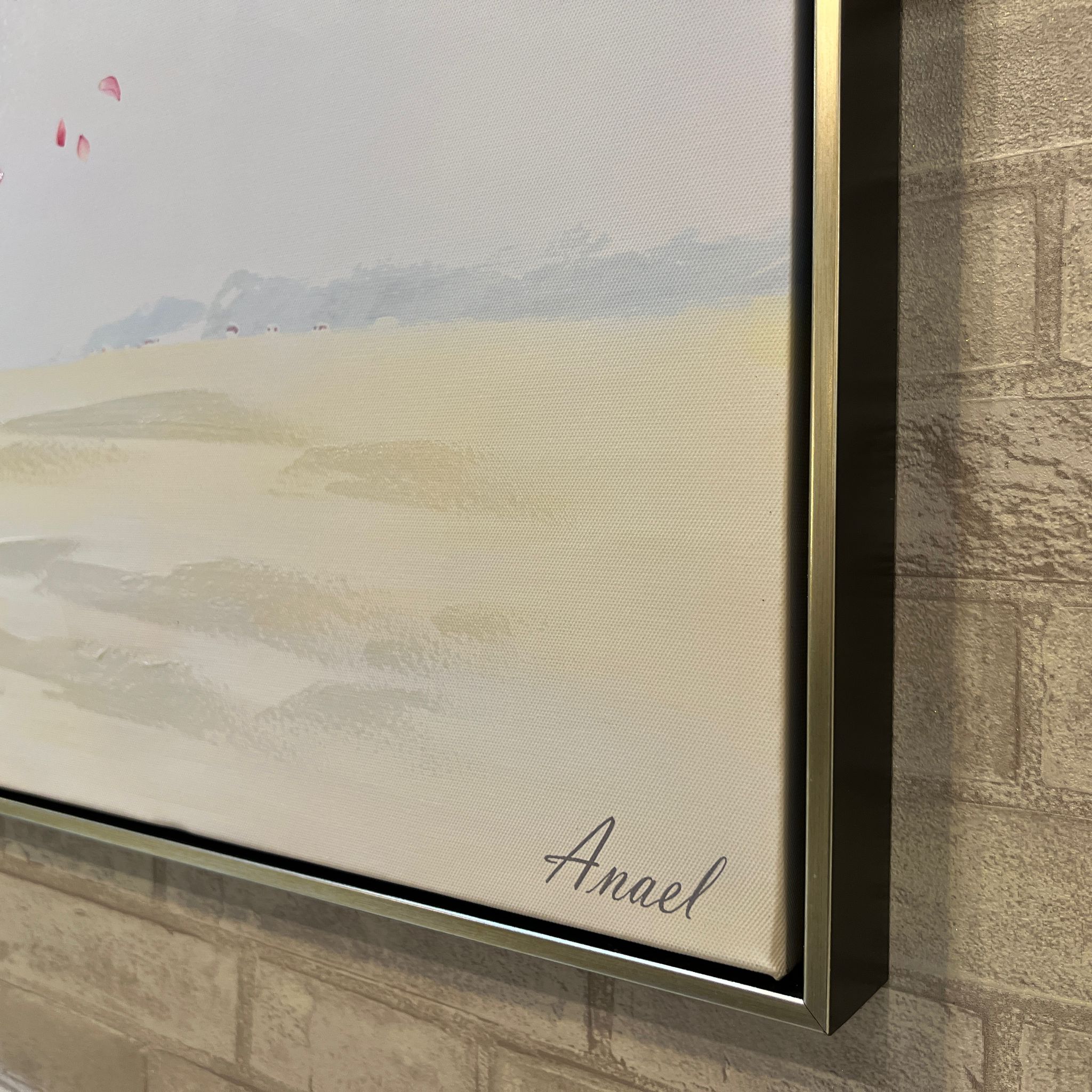 תמונת שמן בשילוב הדפסה מכונית צהובה