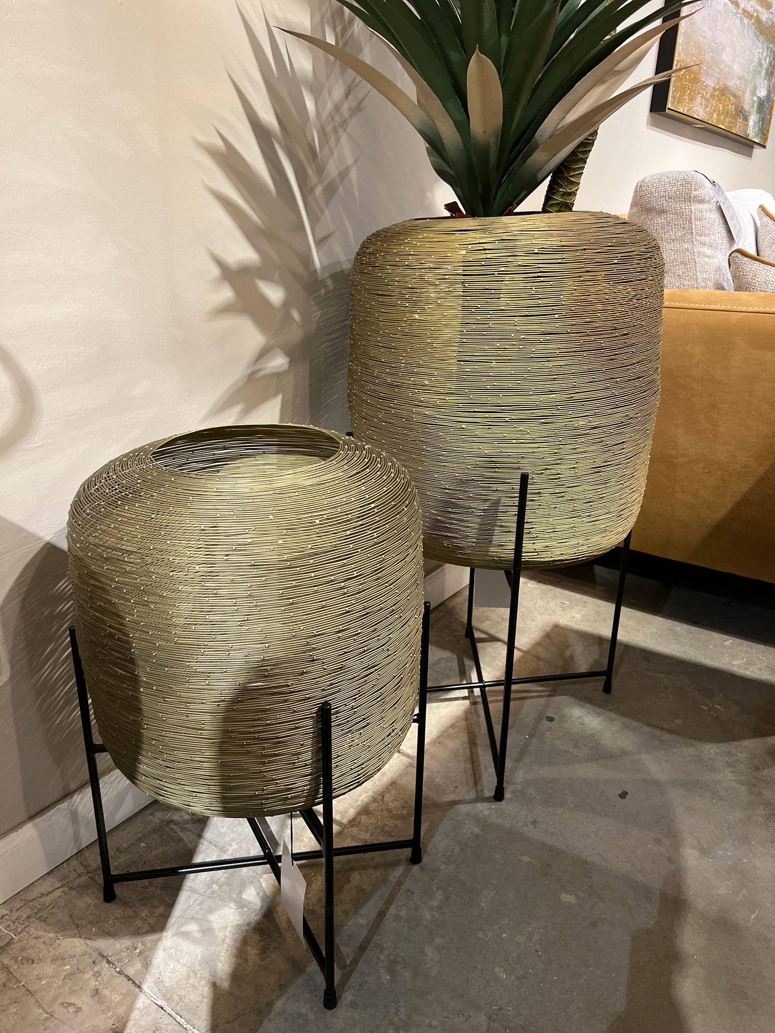 פלנטר דגם ראבי חוטי ברזל זהב עם סטנד