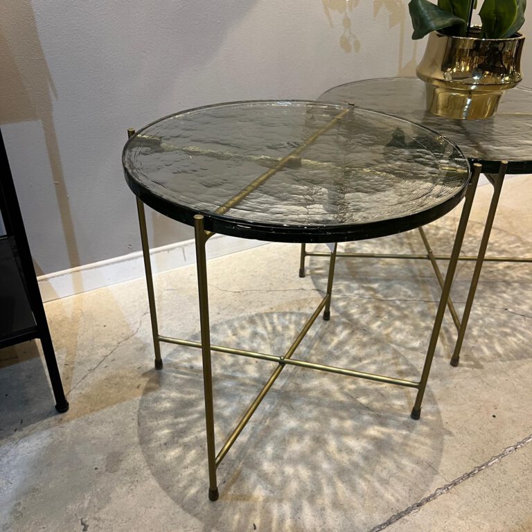 שולחן סלון דגם ראבי זכוכית עבה רגלי זהב