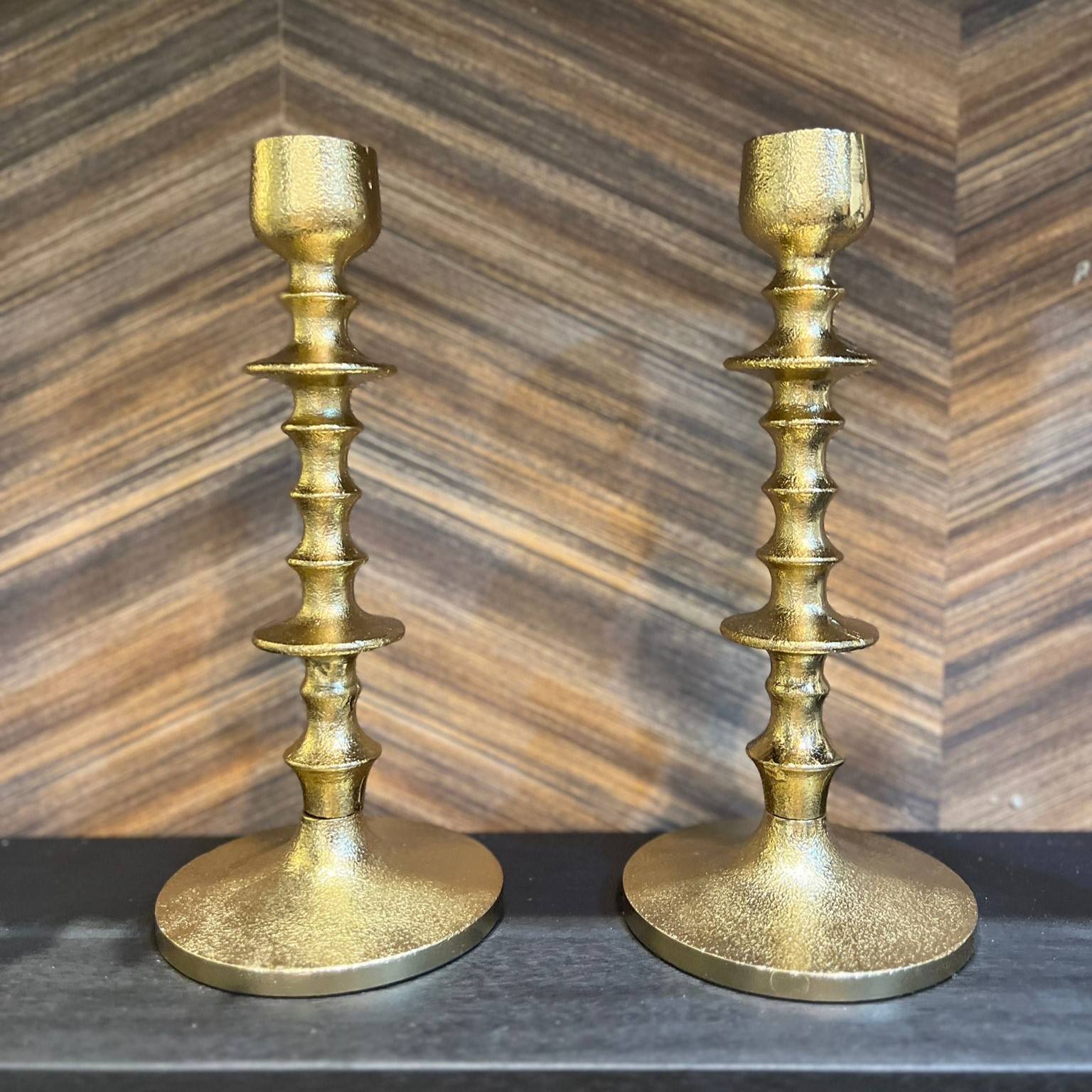 פמוט ברזל פיה צרה זהב נמוך