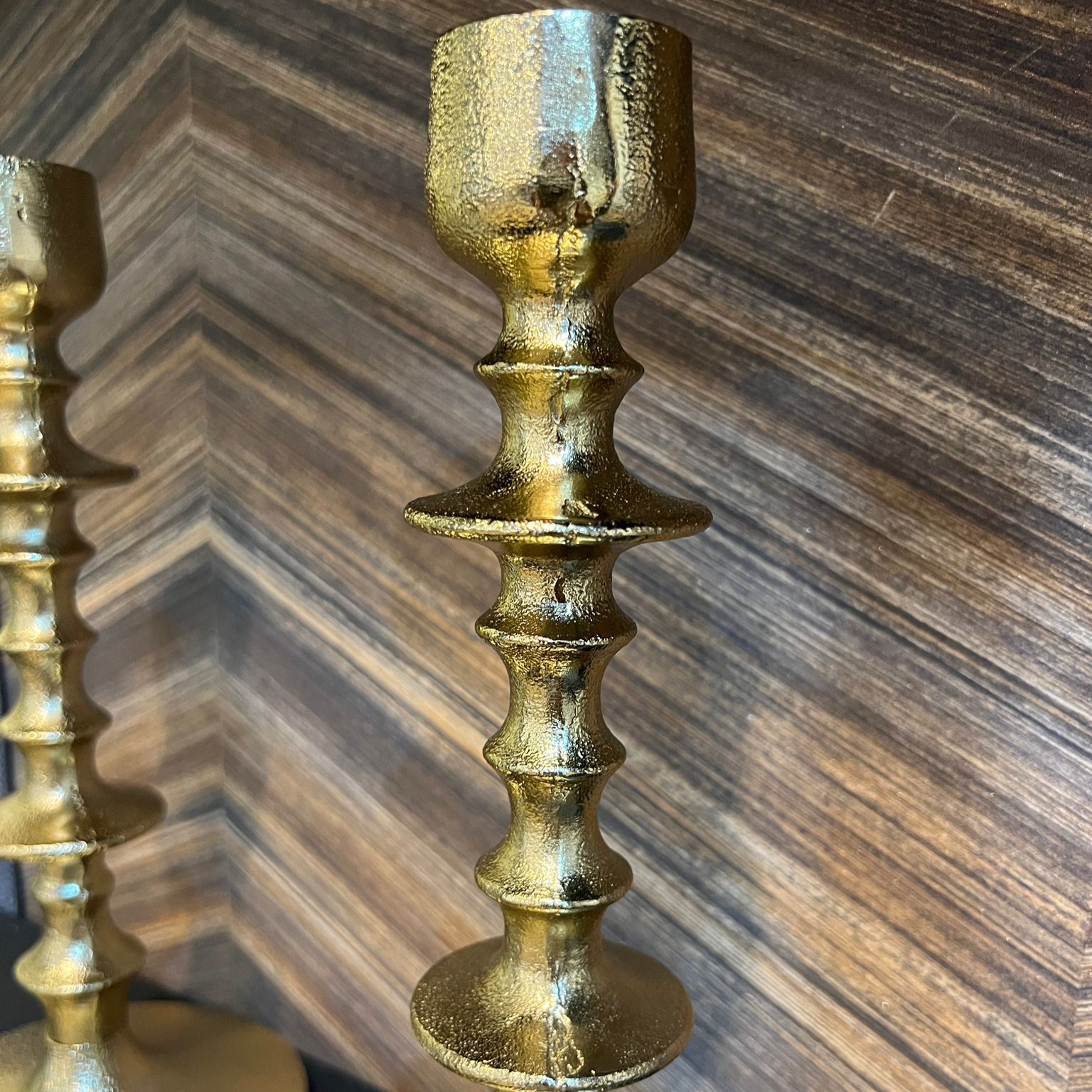 פמוט ברזל פיה צרה זהב נמוך