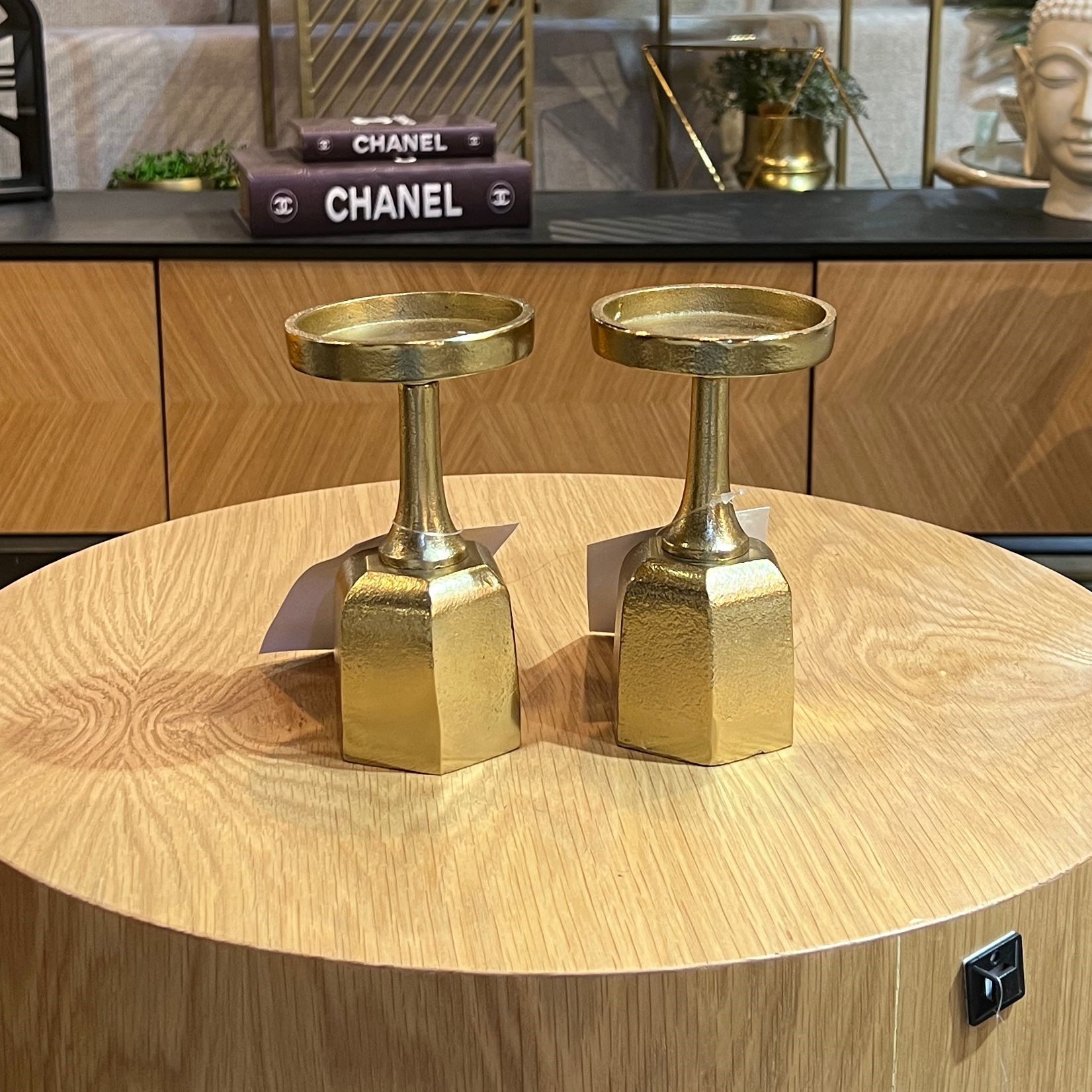 פמוט ברזל זהב פיה רחבה נמוך