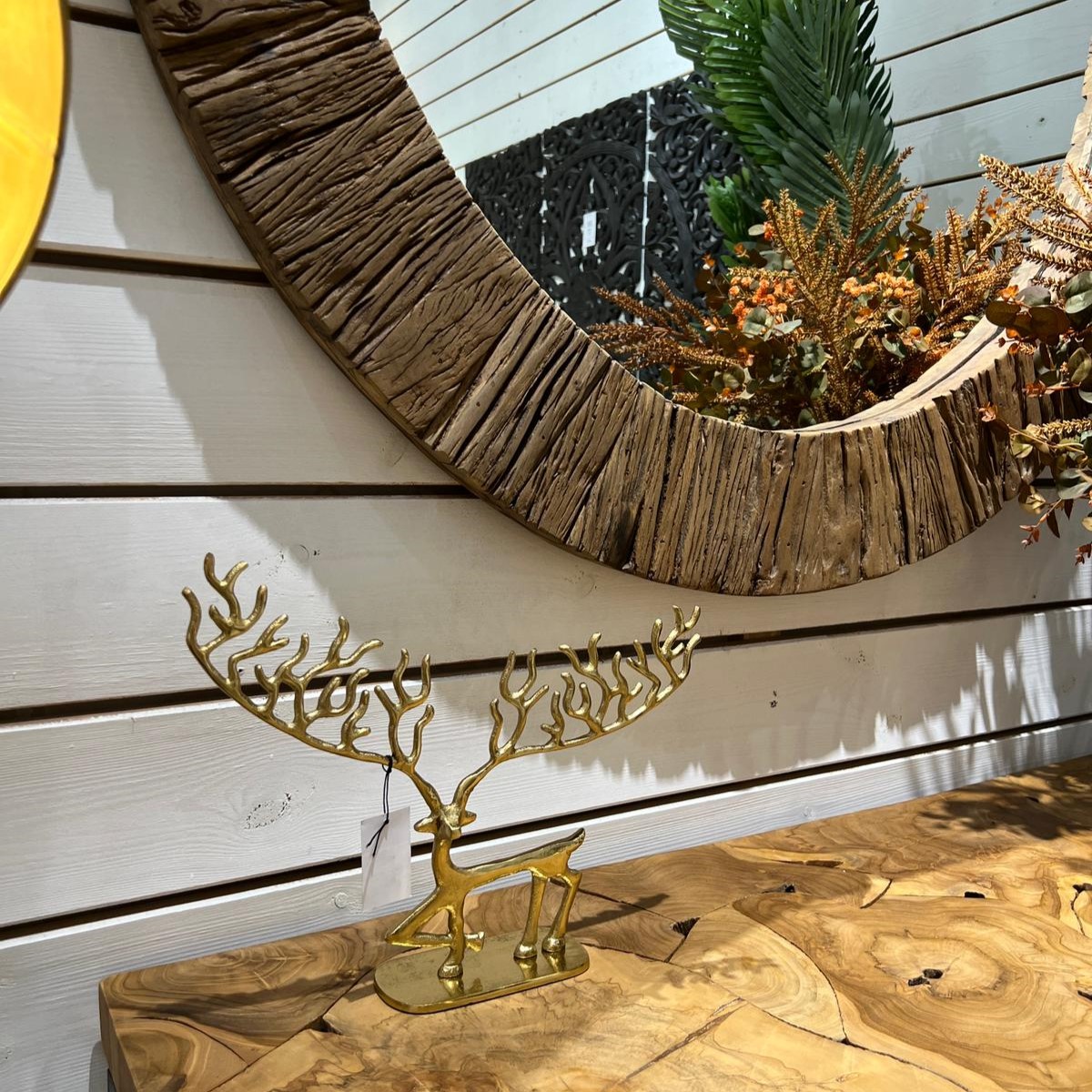 פסל מתכת אייל זהב קרניים שטוחות קטן