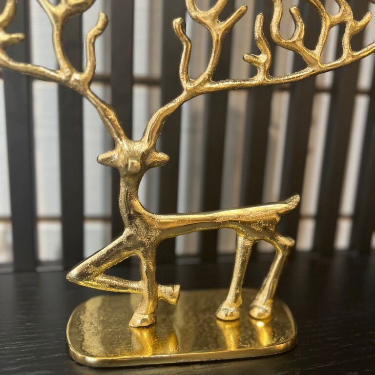 פסל מתכת אייל זהב קרניים שטוחות קטן