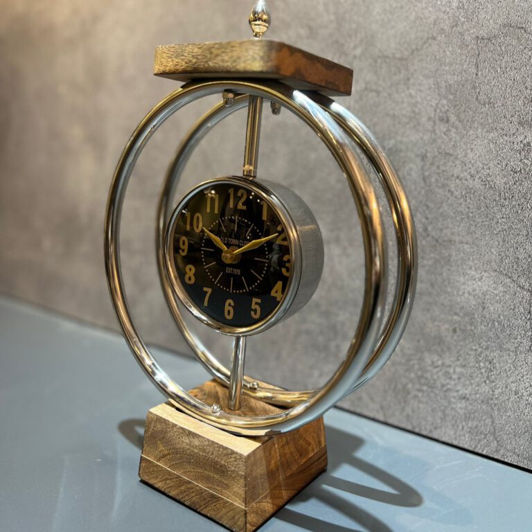 שעון שולחני שחור טבעות כסף חלול