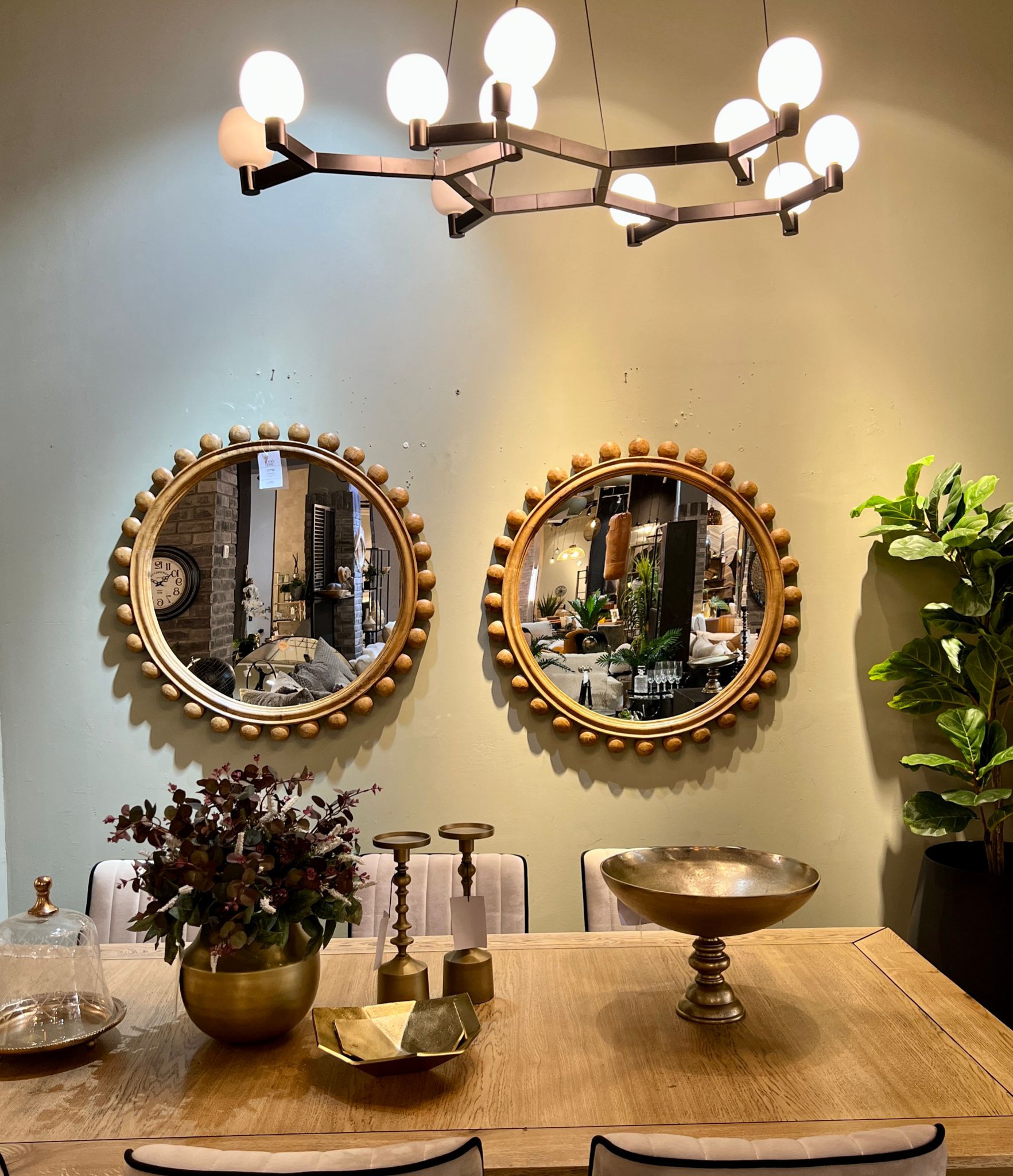 מראה עגולה עץ טבעי דגם שירוג