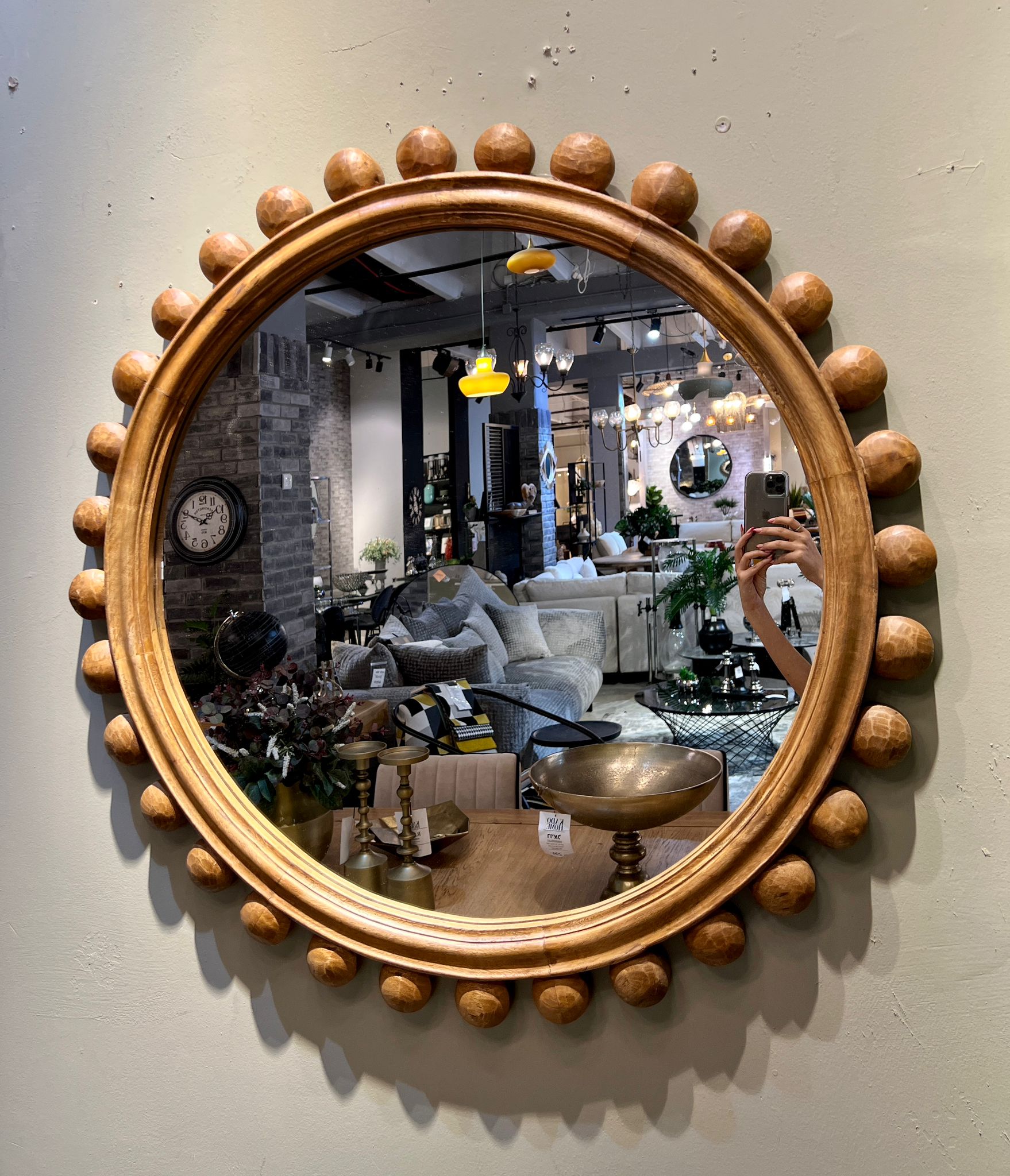 מראה עגולה עץ טבעי דגם שירוג