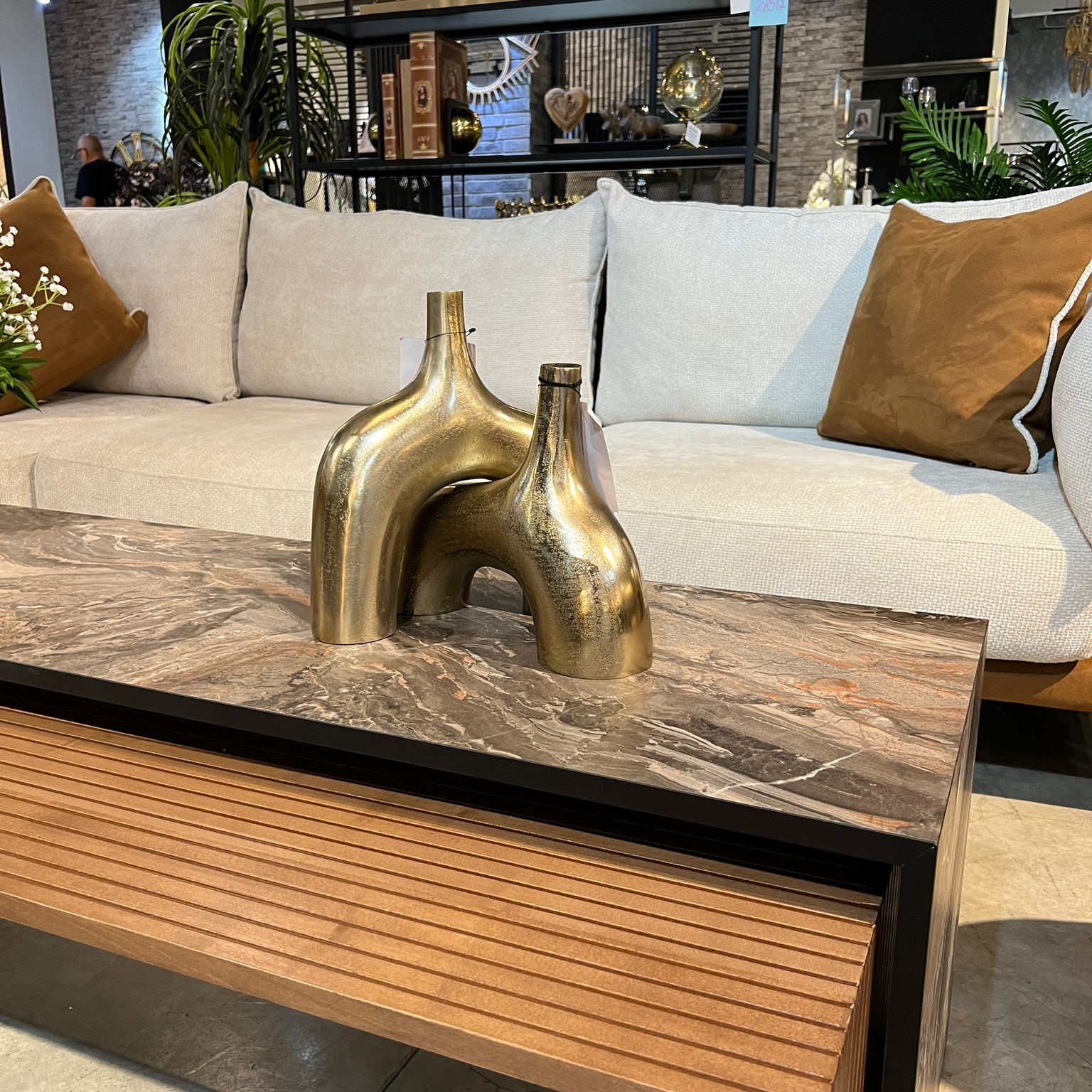 סט זוג כדים בסיס כפול זהב