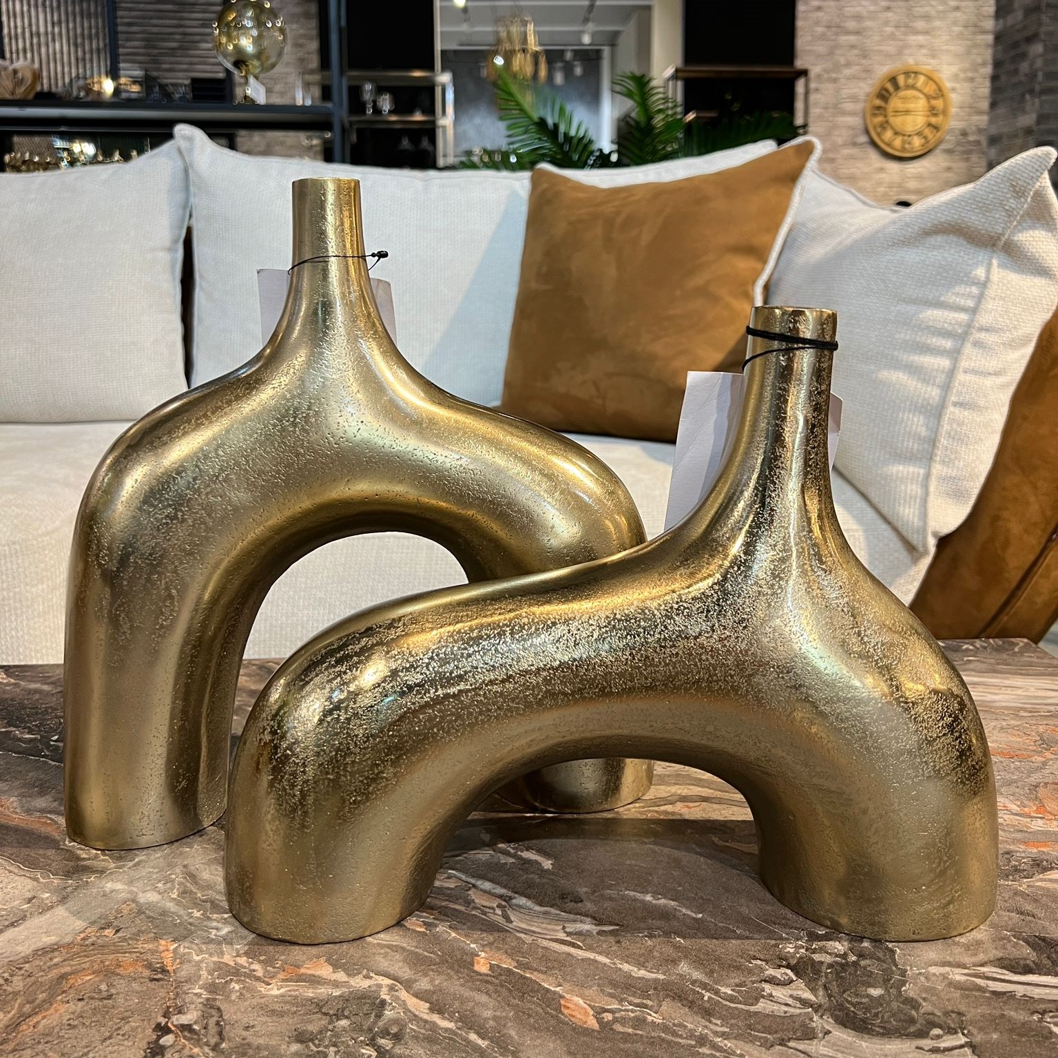 סט זוג כדים בסיס כפול זהב