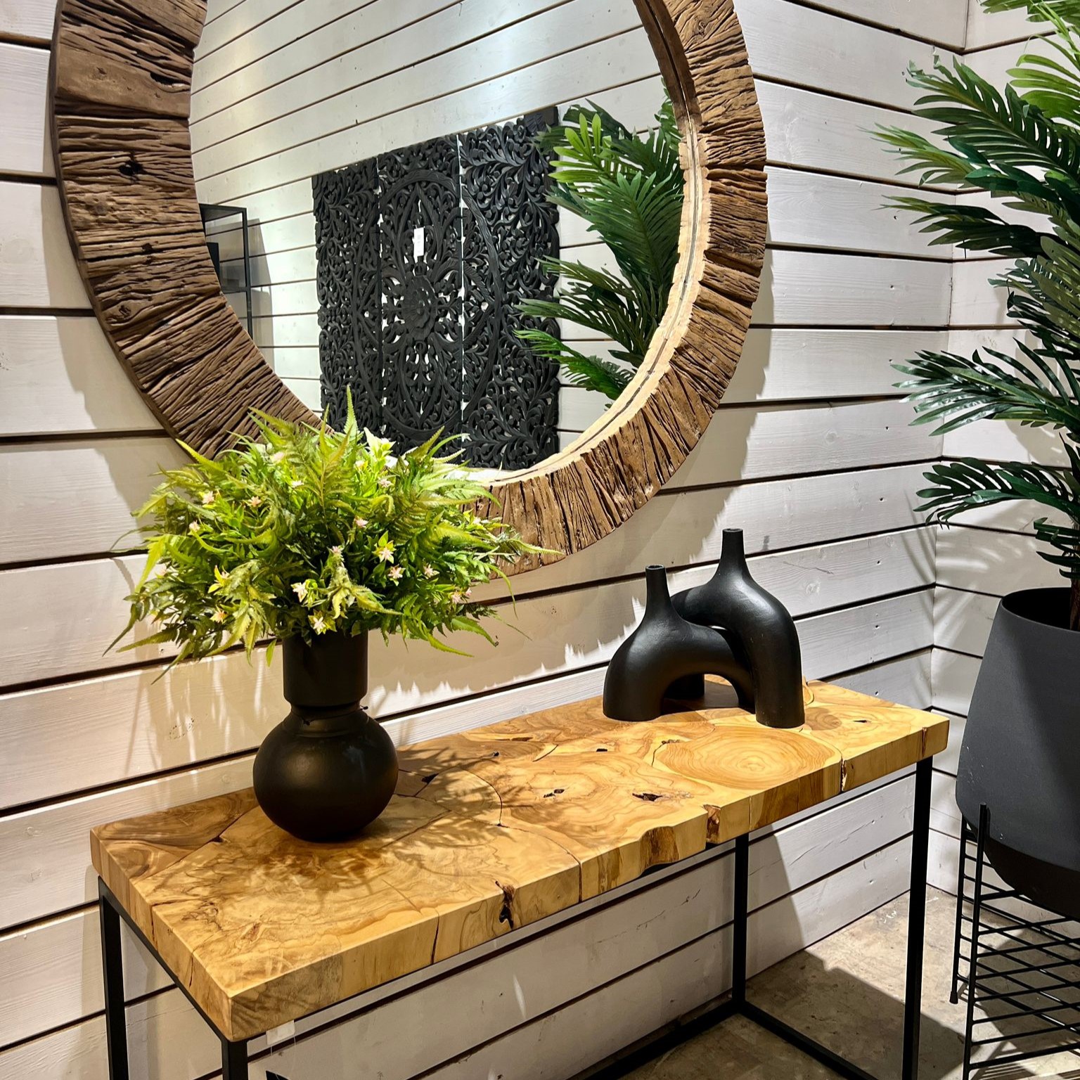 סט זוג כדים בסיס כפול שחור