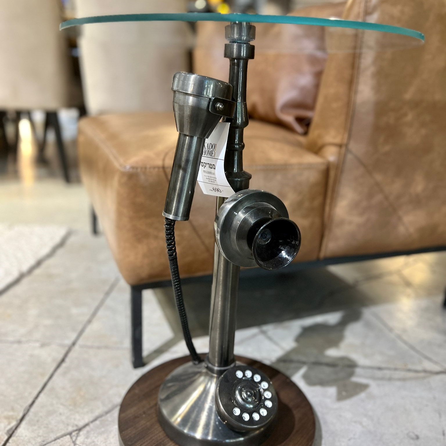 שולחן צד טלפון שחור זכוכית שולחן צד טלפון שחור זכוכית