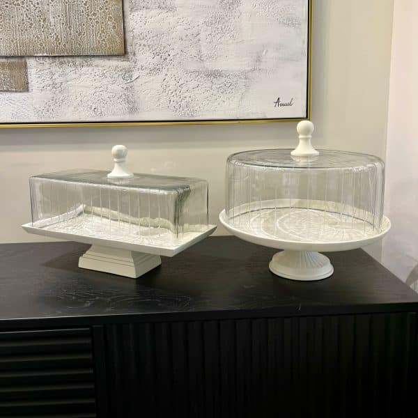 מגש עגול | מלבני זכוכית שקוף