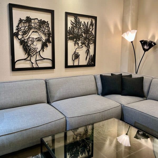 תמונת לייזר אישה עם פרחים