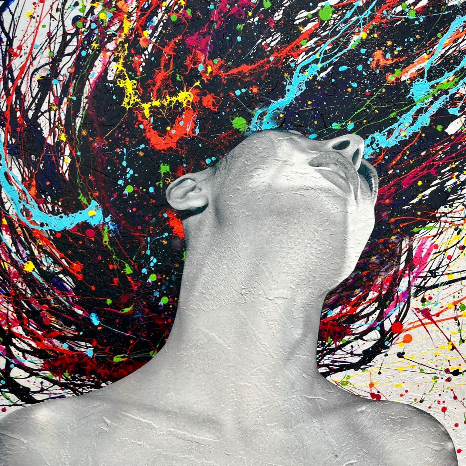 תמונת שמן אנאל אישה צבעונית בשילוב הדפסה עם מסגרת 100/100