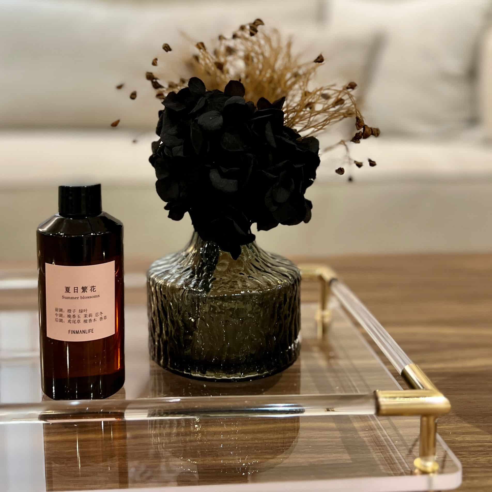 בקבוק מפיץ ריח פרחים שחורים דגם איקו בקבוק מפיץ ריח פרחים שחורים דגם איקו