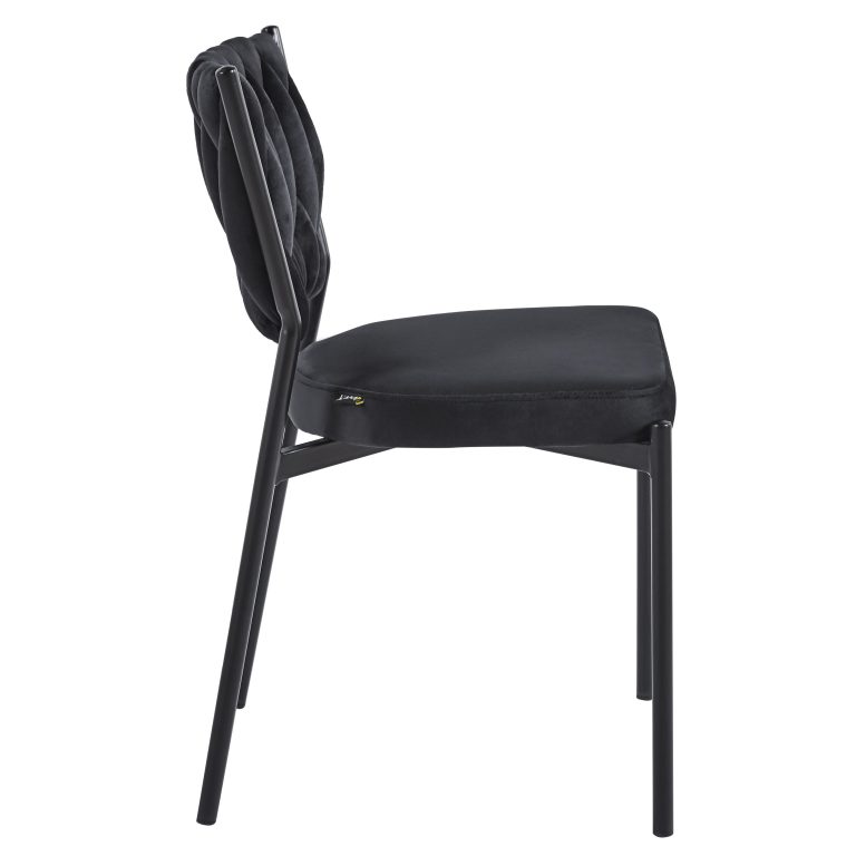 כסא דגם מרילין קלוע רגל שחורה קטיפה שחורה