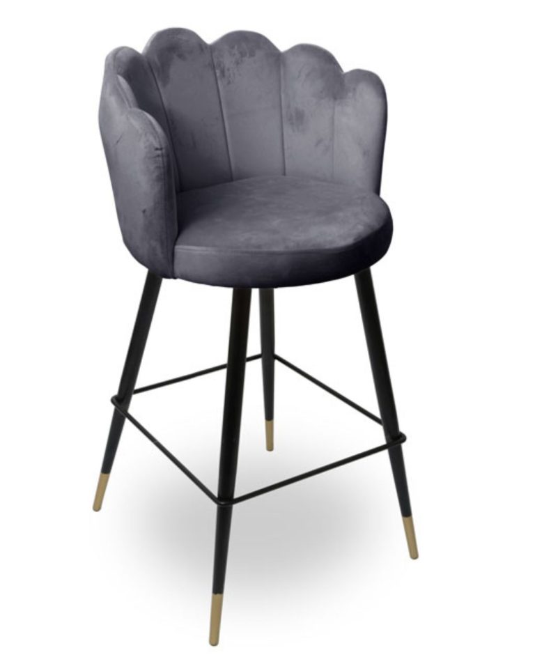 כסא בר דגם קונכיה בצבע אפור גולי
