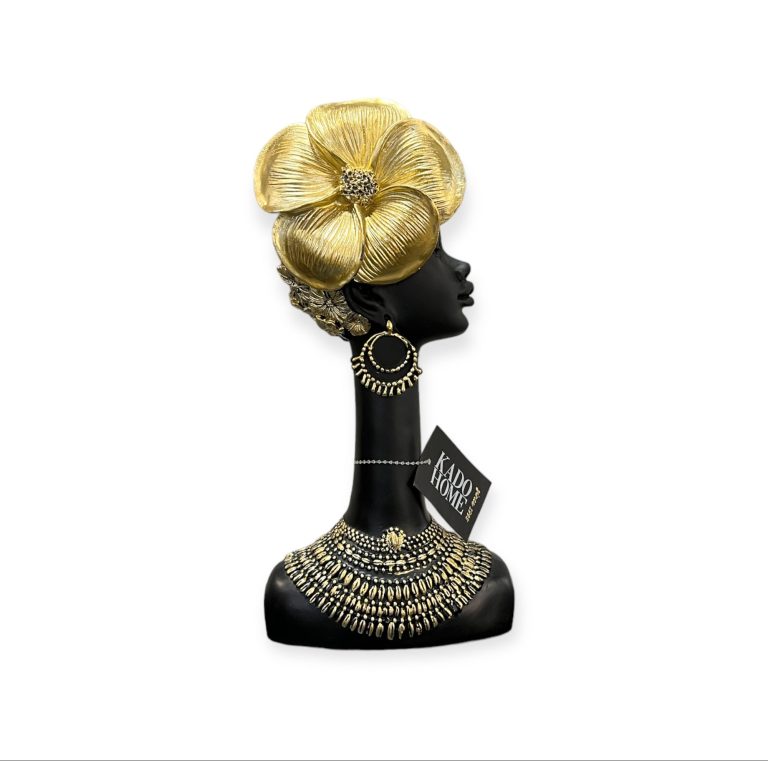 פסל ראש אישה כהת עור פרח זהב