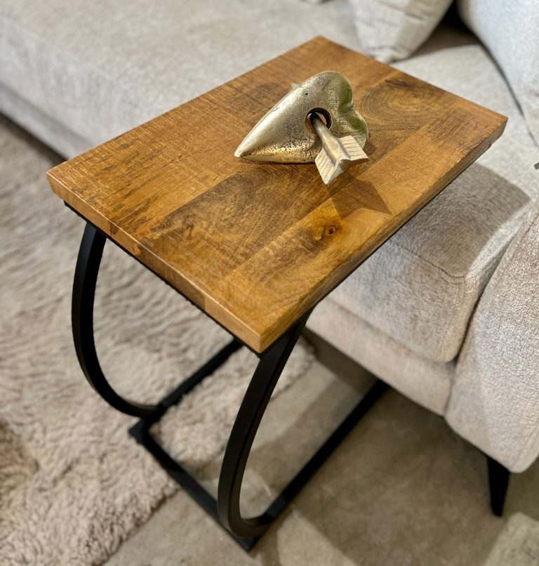 שולחן נשכן עץ רגל ברזל שחור מעוגלת דגם סוניל