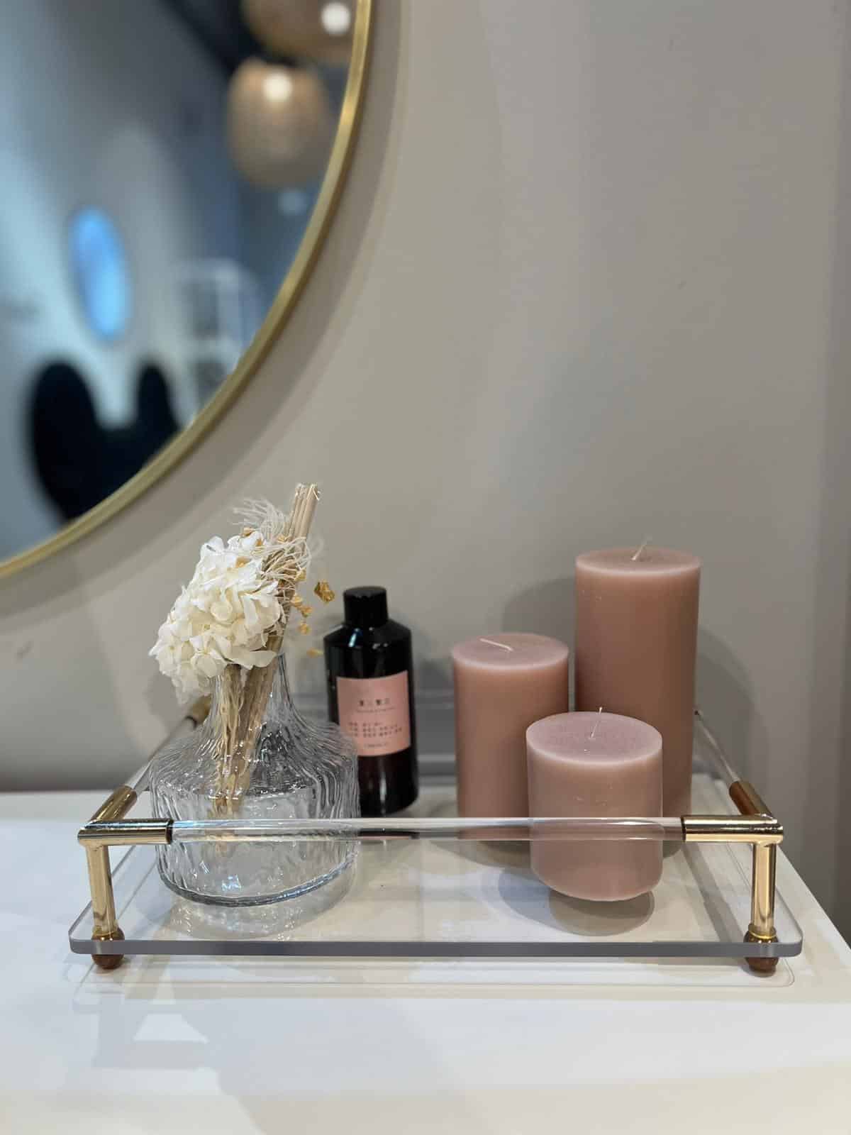 מגש אקרילי פסים זהב קטן דגם איקו