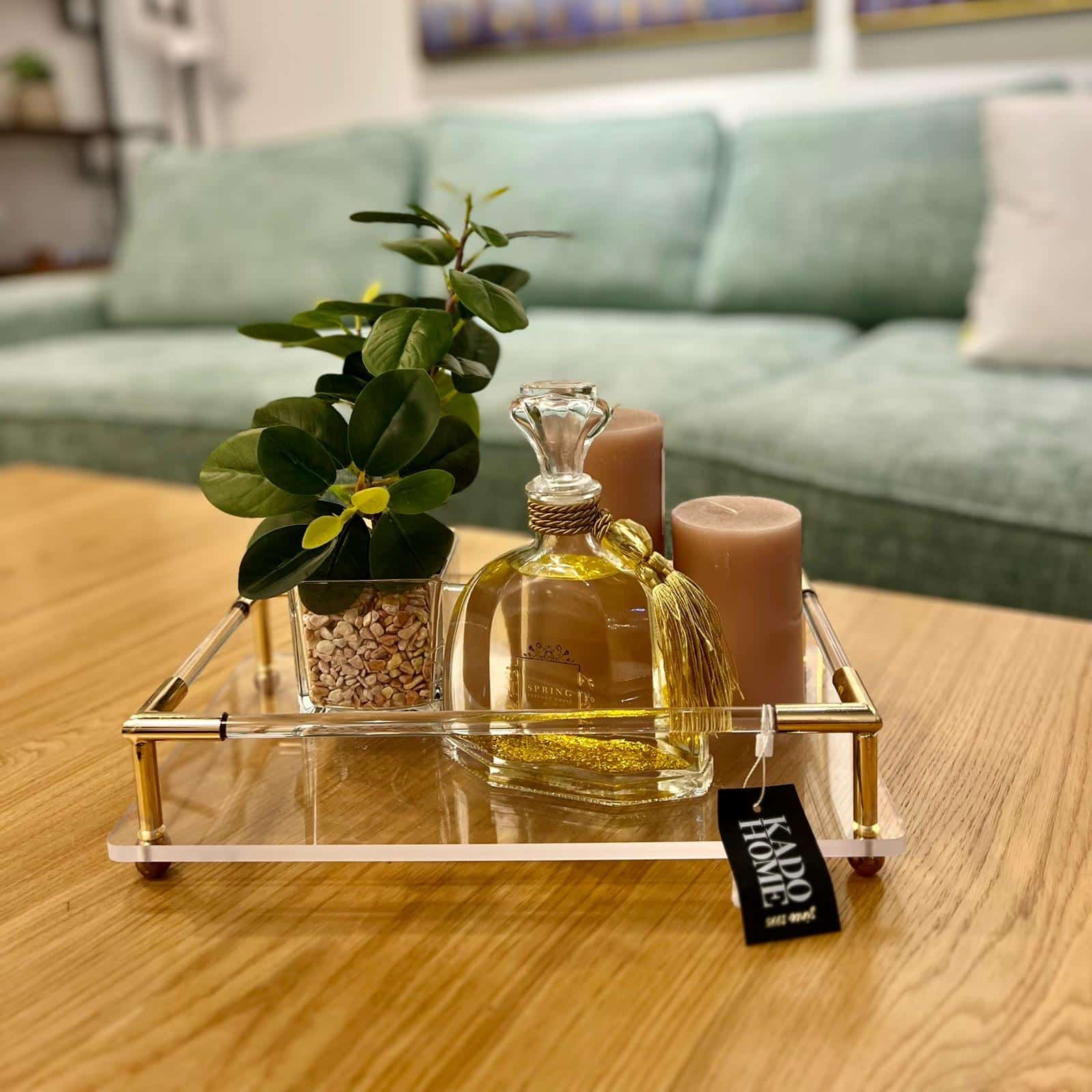 מגש אקרילי פסים זהב קטן דגם איקו