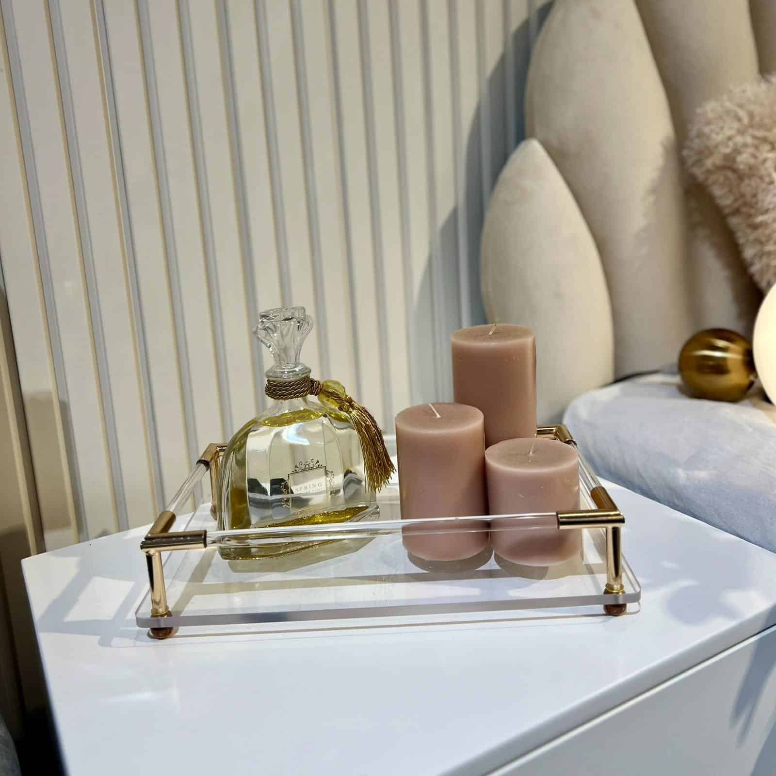 מגש אקרילי פסים זהב קטן דגם איקו