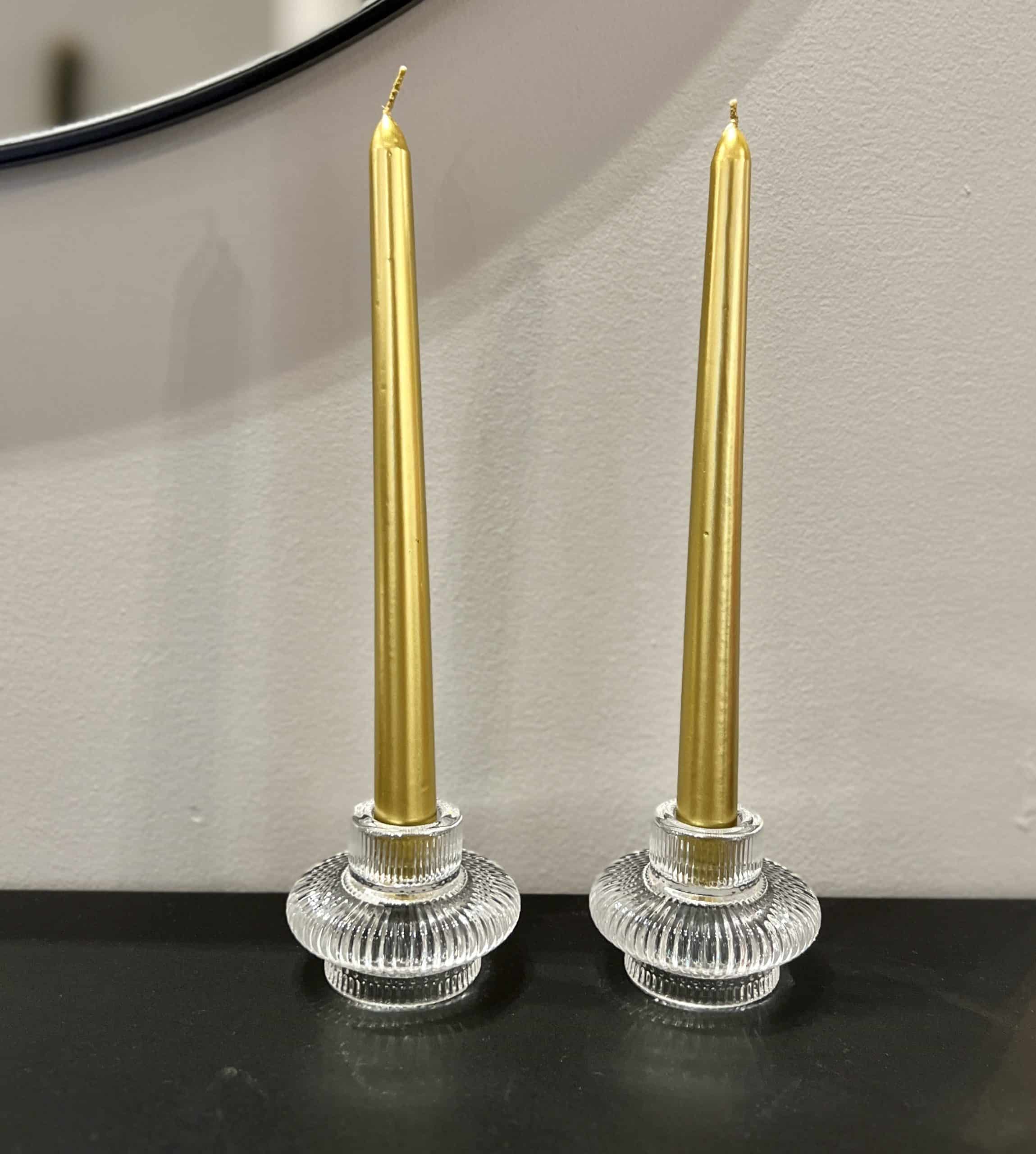 פמוט זכוכית פסים מעוצב נמוך דגם איקו