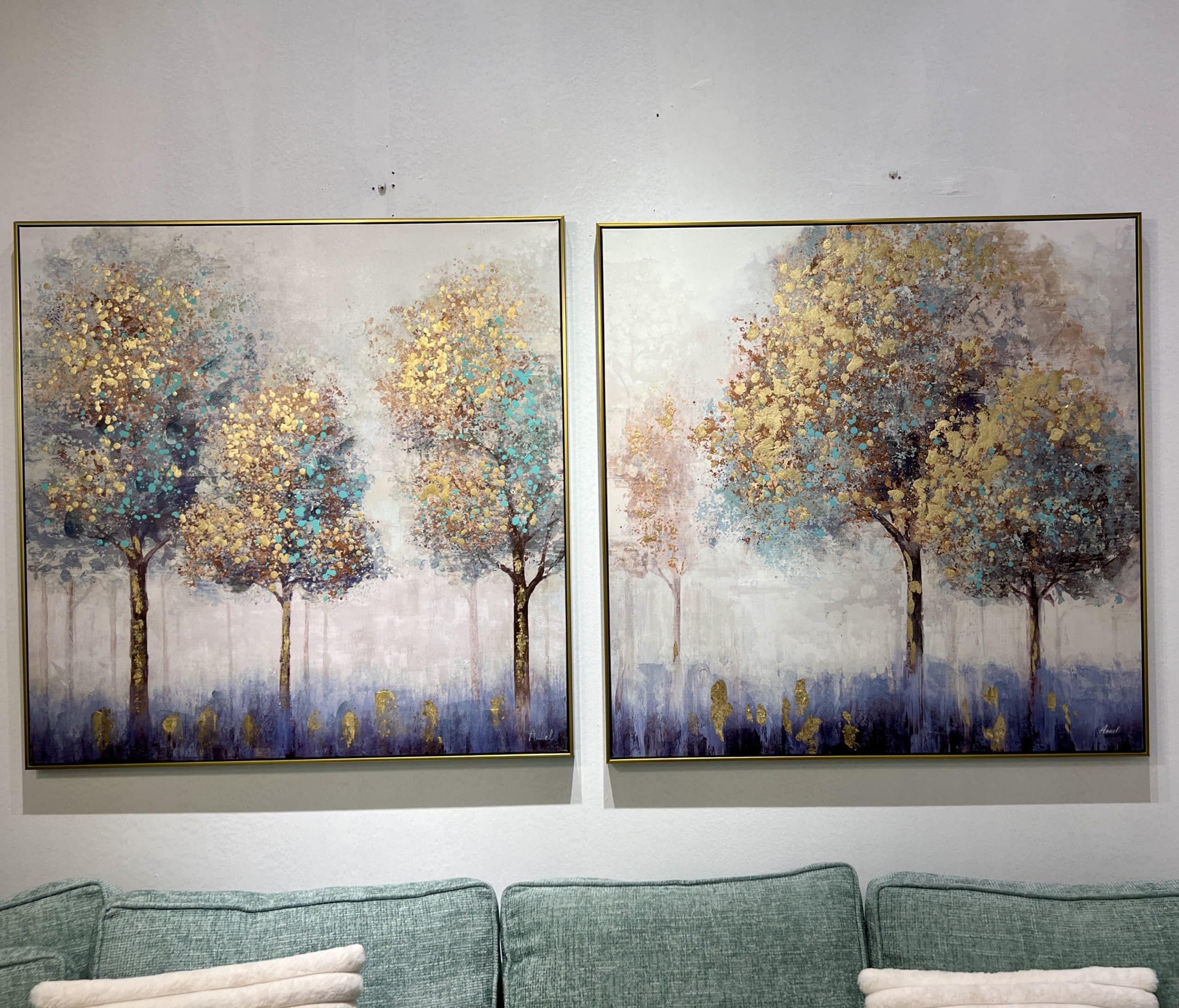 תמונת שמן עצים בשילוב הדפסה אנאל עם מסגרת