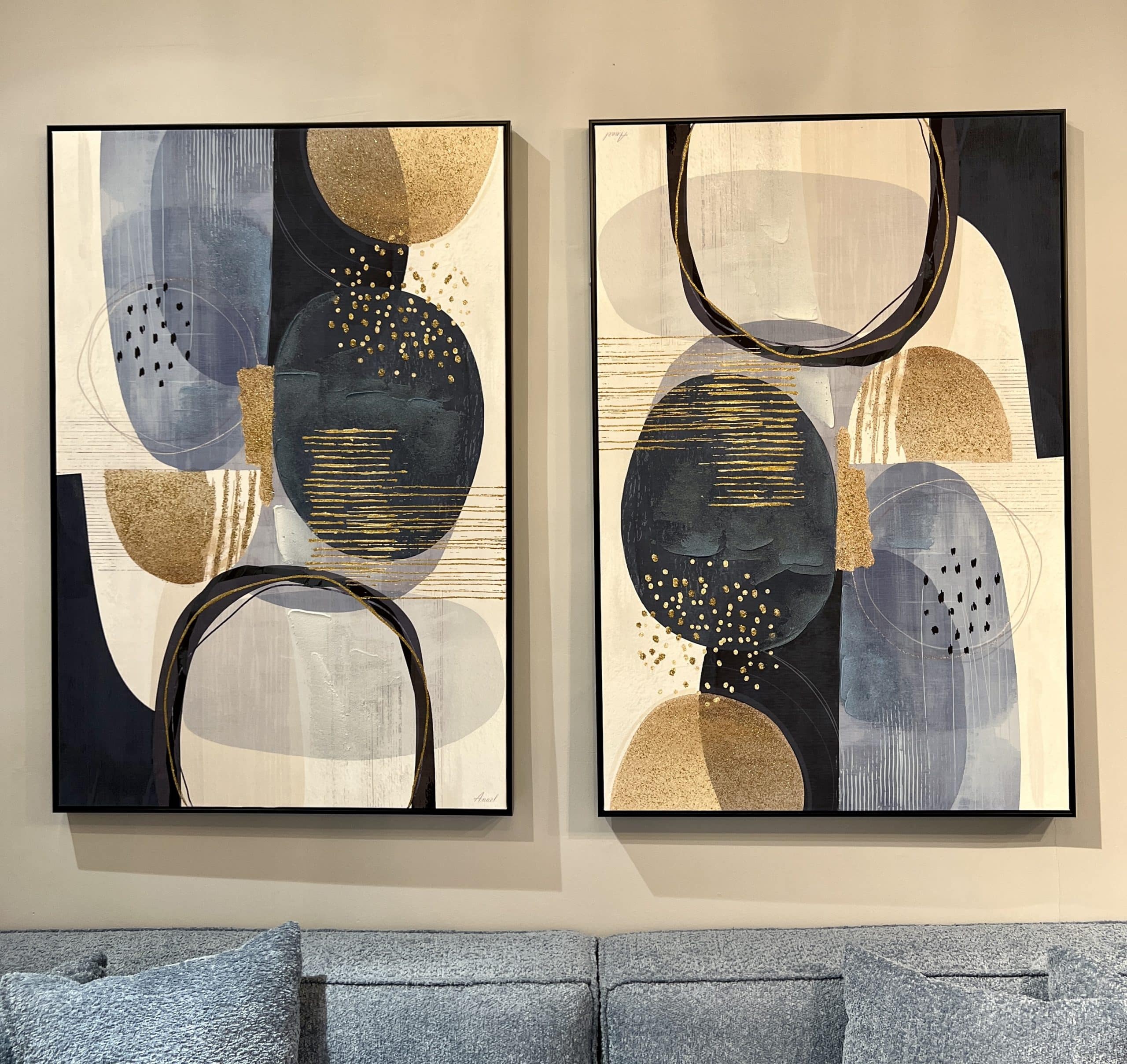 תמונת שמן אנאל אוירה בשילוב הדפסה עם מסגרת