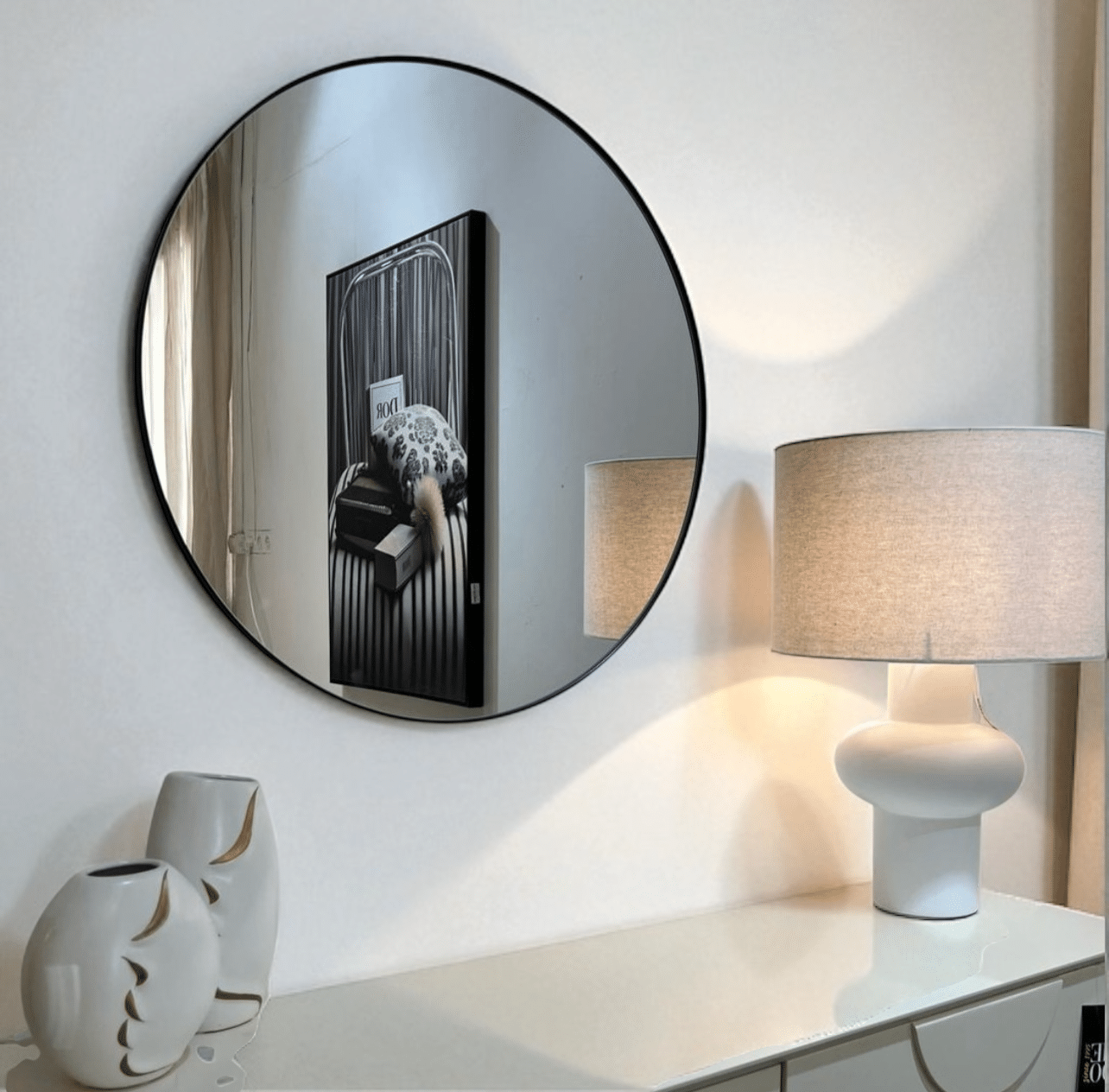 מראה עגולה מסגרת ברזל שחור קוטר 60 דגם איקו מראה עגולה מסגרת ברזל שחור קוטר 60 דגם איקו