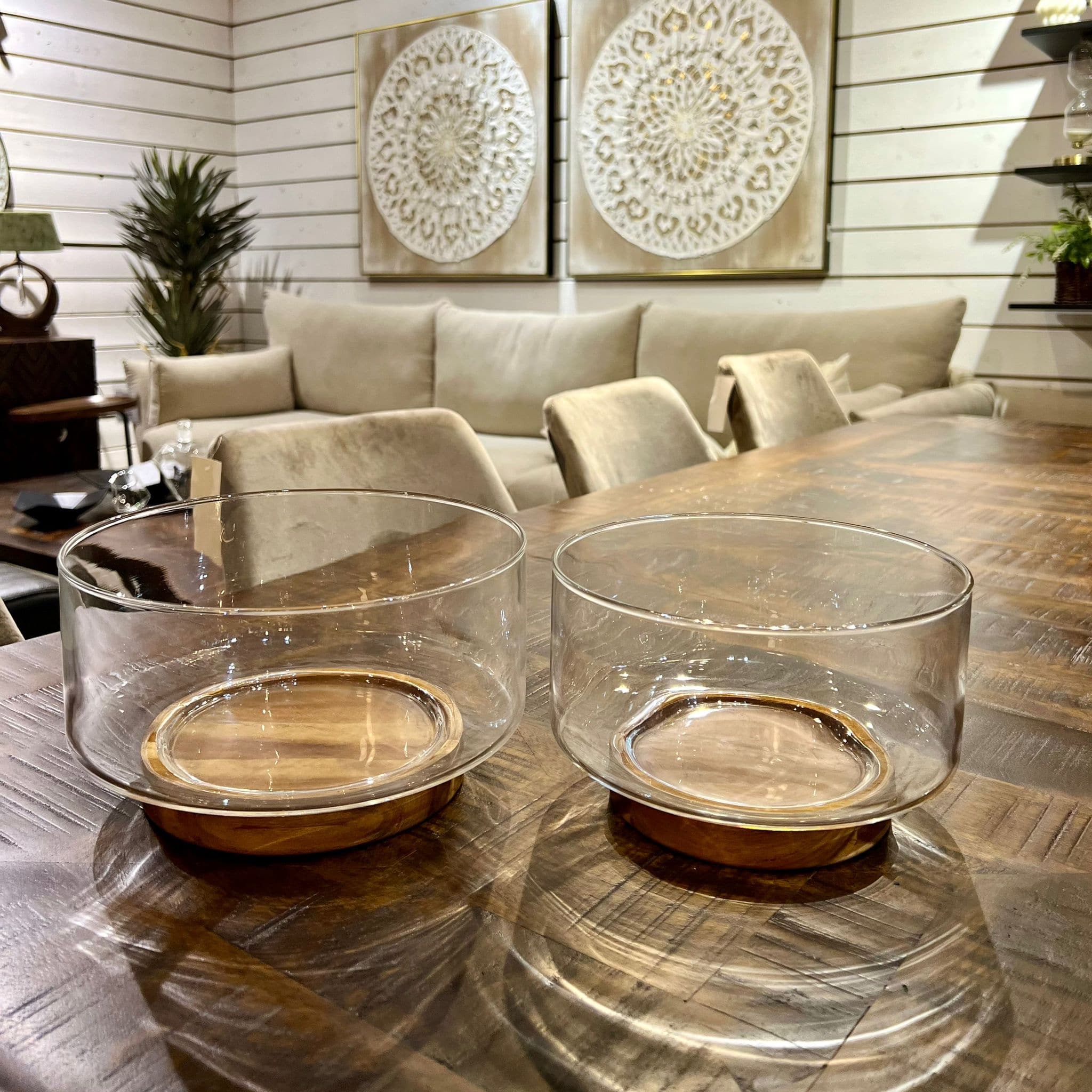 קערה זכוכית בסיס עץ דגם אליס קערה זכוכית בסיס עץ דגם אליס