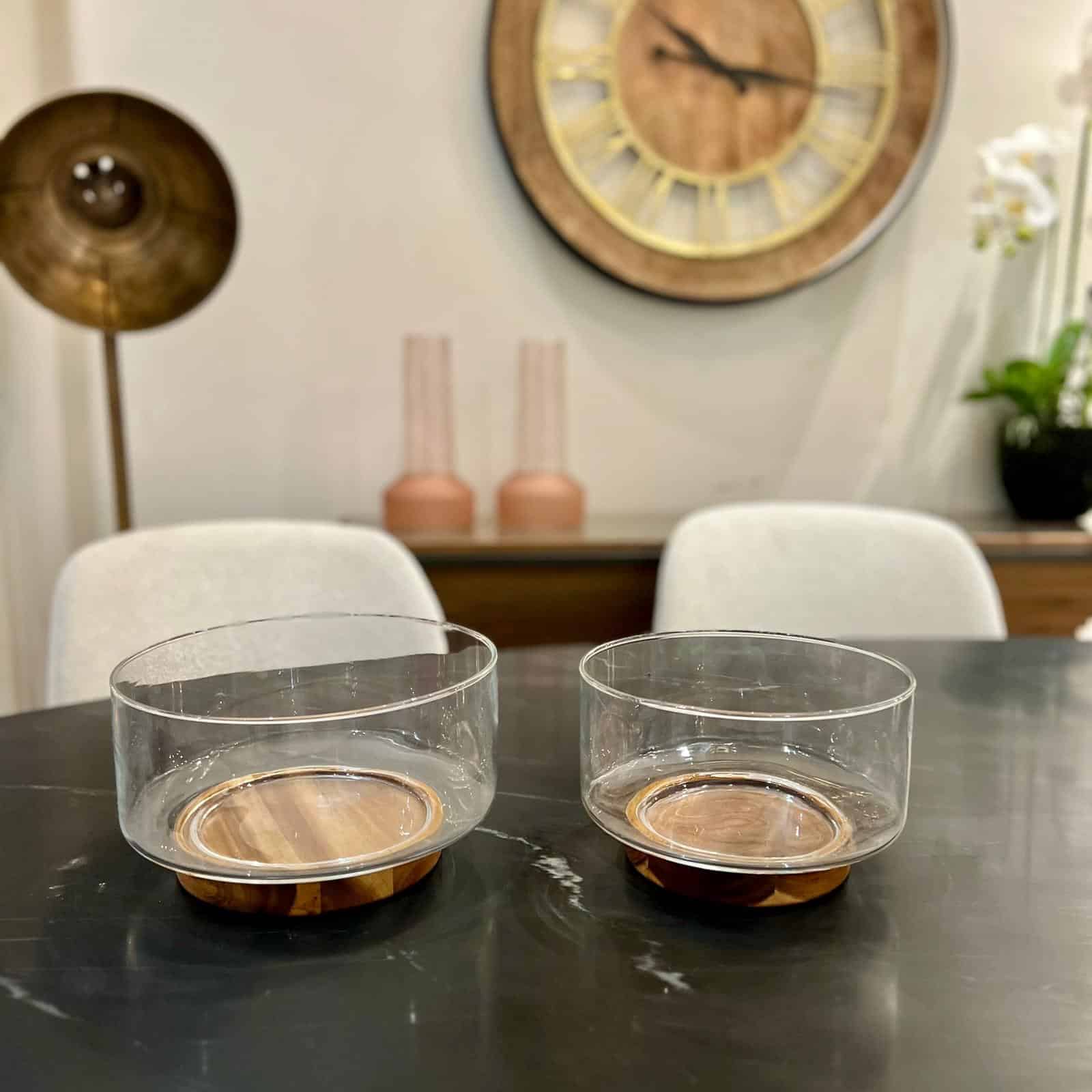 קערה זכוכית בסיס עץ דגם אליס קערה זכוכית בסיס עץ דגם אליס