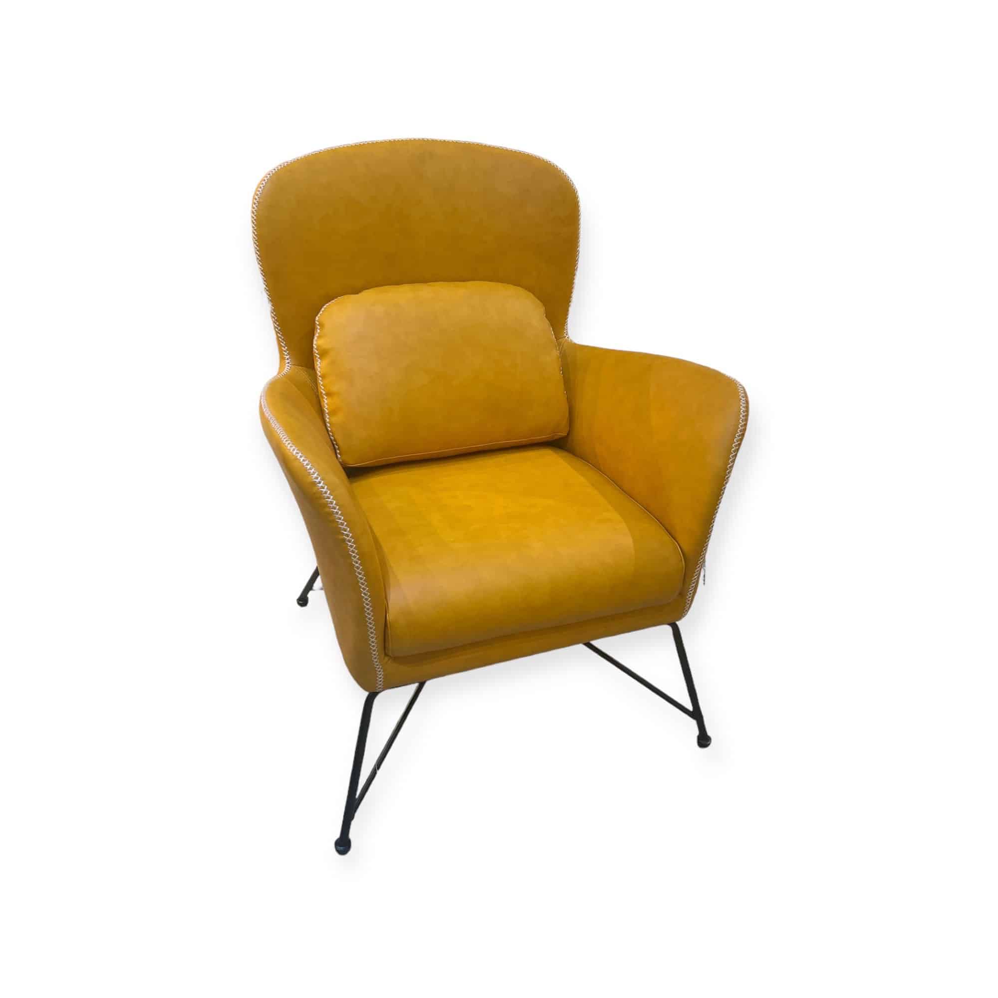 כורסא יוקרתית בד דמוי עור כאמל רגליים ברזל שחור דגם EC059