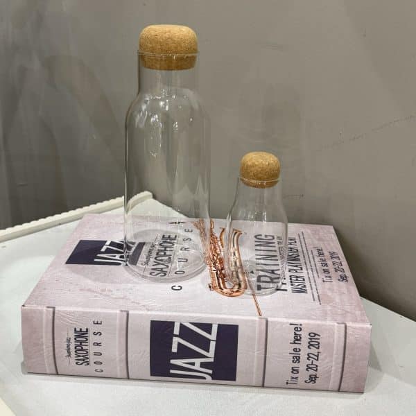 בקבוק זכוכית שקופה פקק שעם דגם אליס