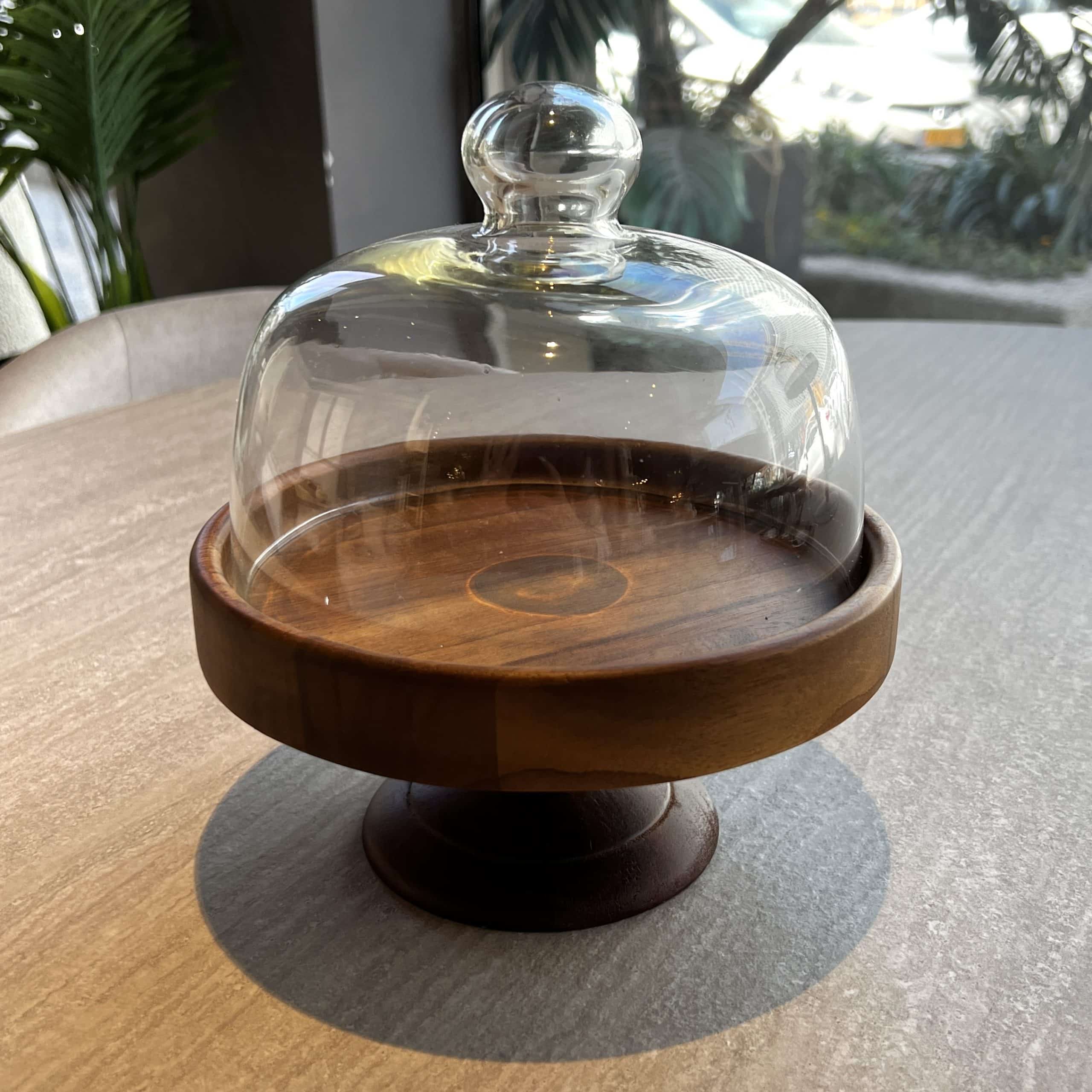 מגש עץ על רגל עם מכסה זכוכית בינוני דגם איקו מגש עץ על רגל עם מכסה זכוכית בינוני דגם איקו