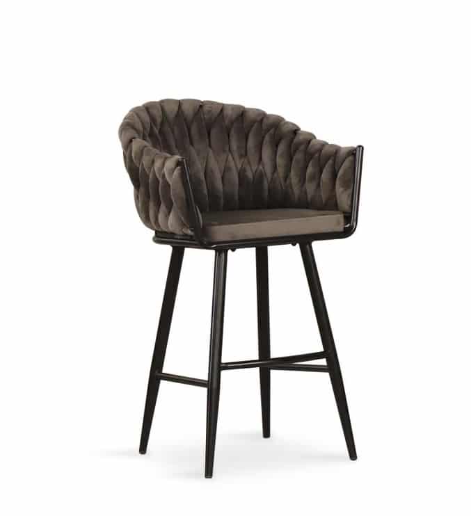 כיסא בר דגם ליאו חום רגל שחורה כיסא בר דגם ליאו חום רגל שחורה