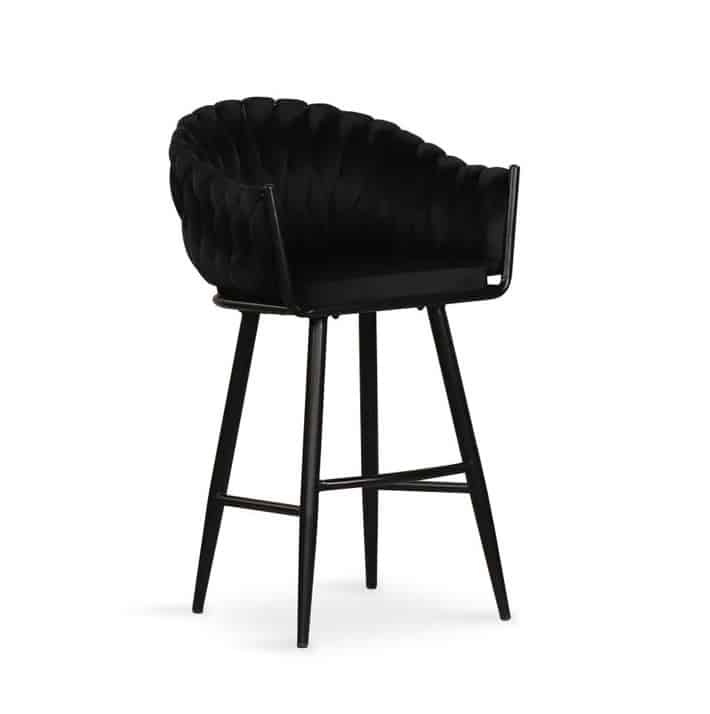 כיסא בר דגם ליאו שחור רגל שחורה כיסא בר דגם ליאו שחור רגל שחורה