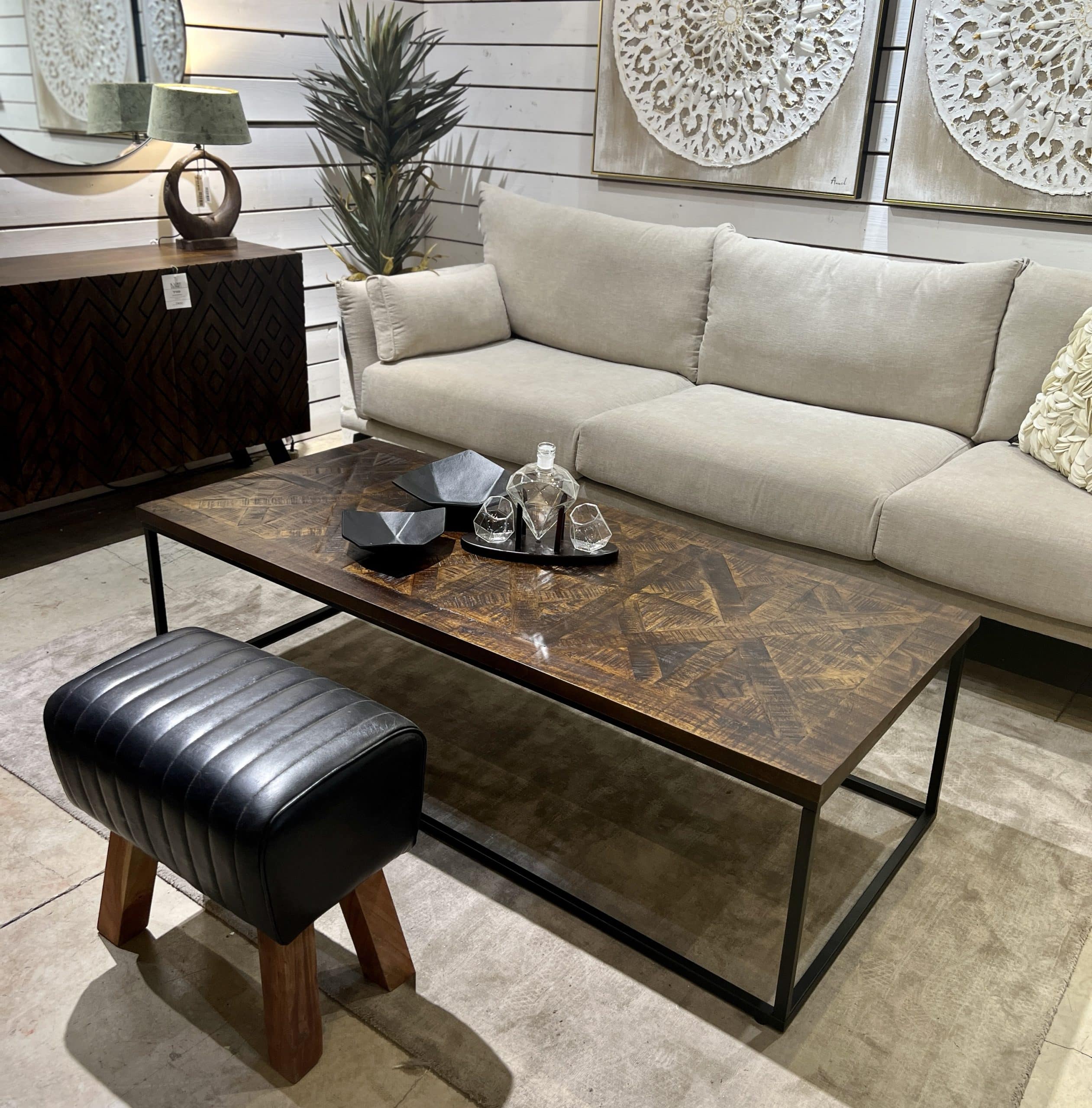 שולחן סלון עץ פרח מלבני דגם סוניל